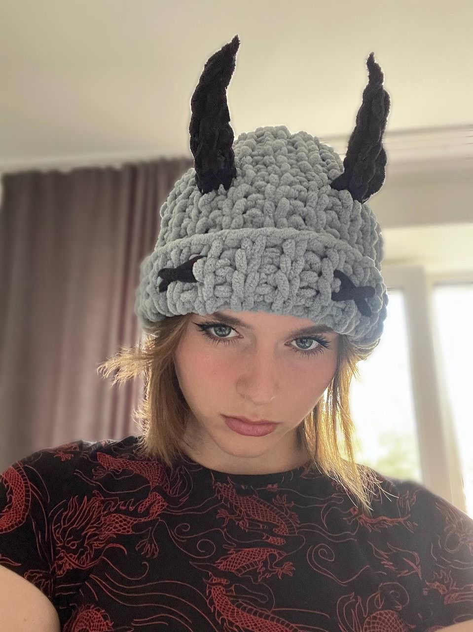 Handmade Handmade knitted hat devil style Size ONE SIZE - 1 Thumbnail
