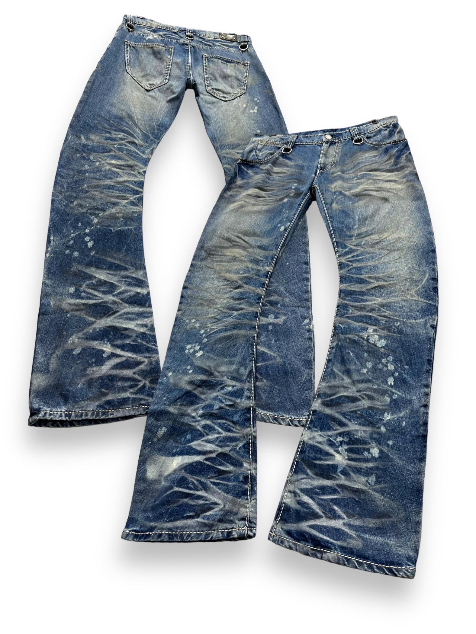 BUFFALO BOBS 🔥PUNK Curve Leg FLARE💥Mudsplash Clawmark Playboy Denim Size US 31 - 4 Thumbnail