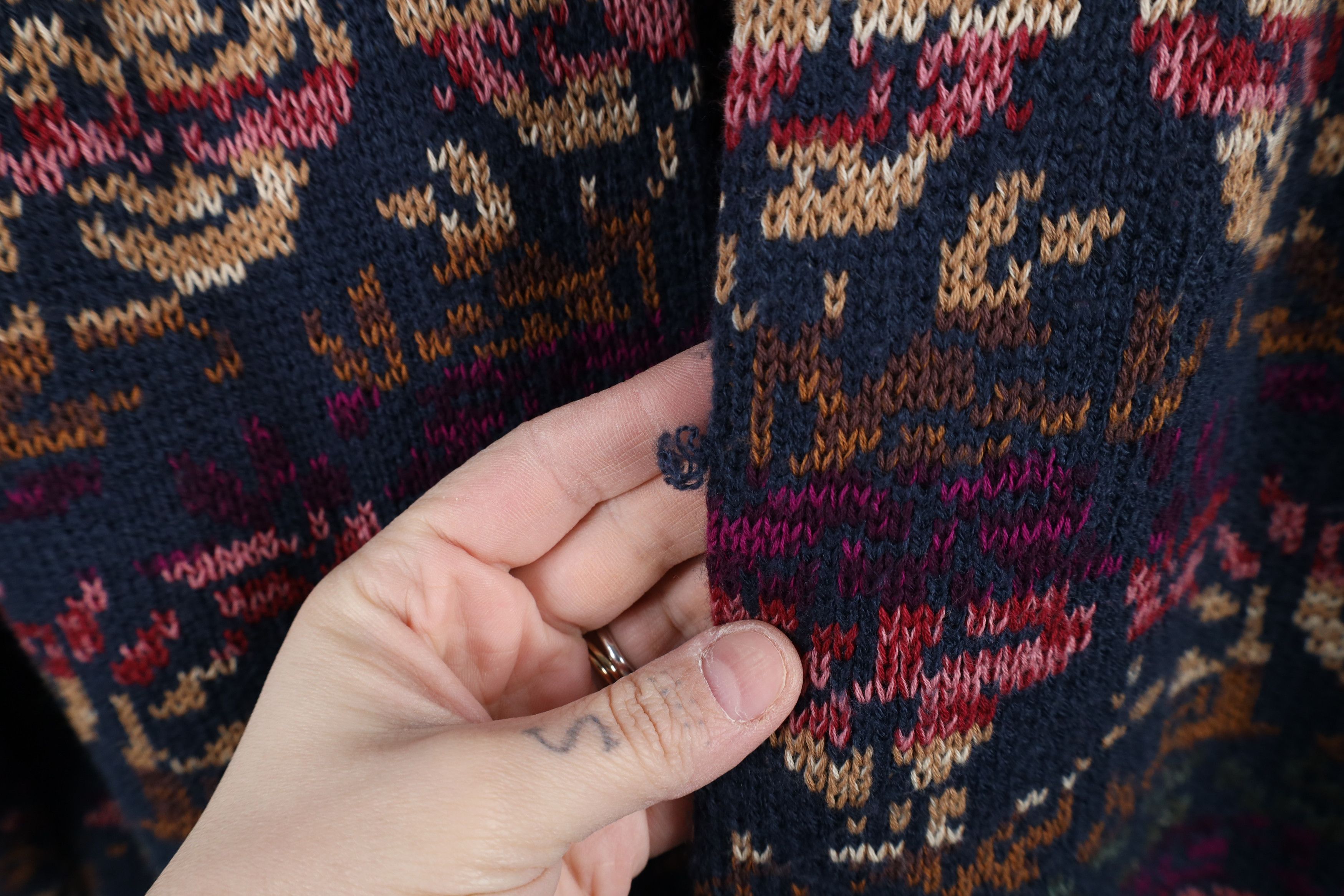 Vintage Vintage 90s Streetwear Flower Knit Open Cardigan Sweater Size XL / US 12-14 / IT 48-50 - 6 Thumbnail