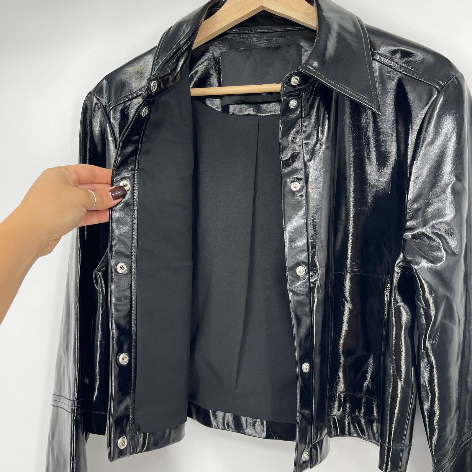 SIR. SIR. | Midnight Crop Black Patent Leather Jacket XS/S Size XS / US 0-2 / IT 36-38 - 12 Thumbnail