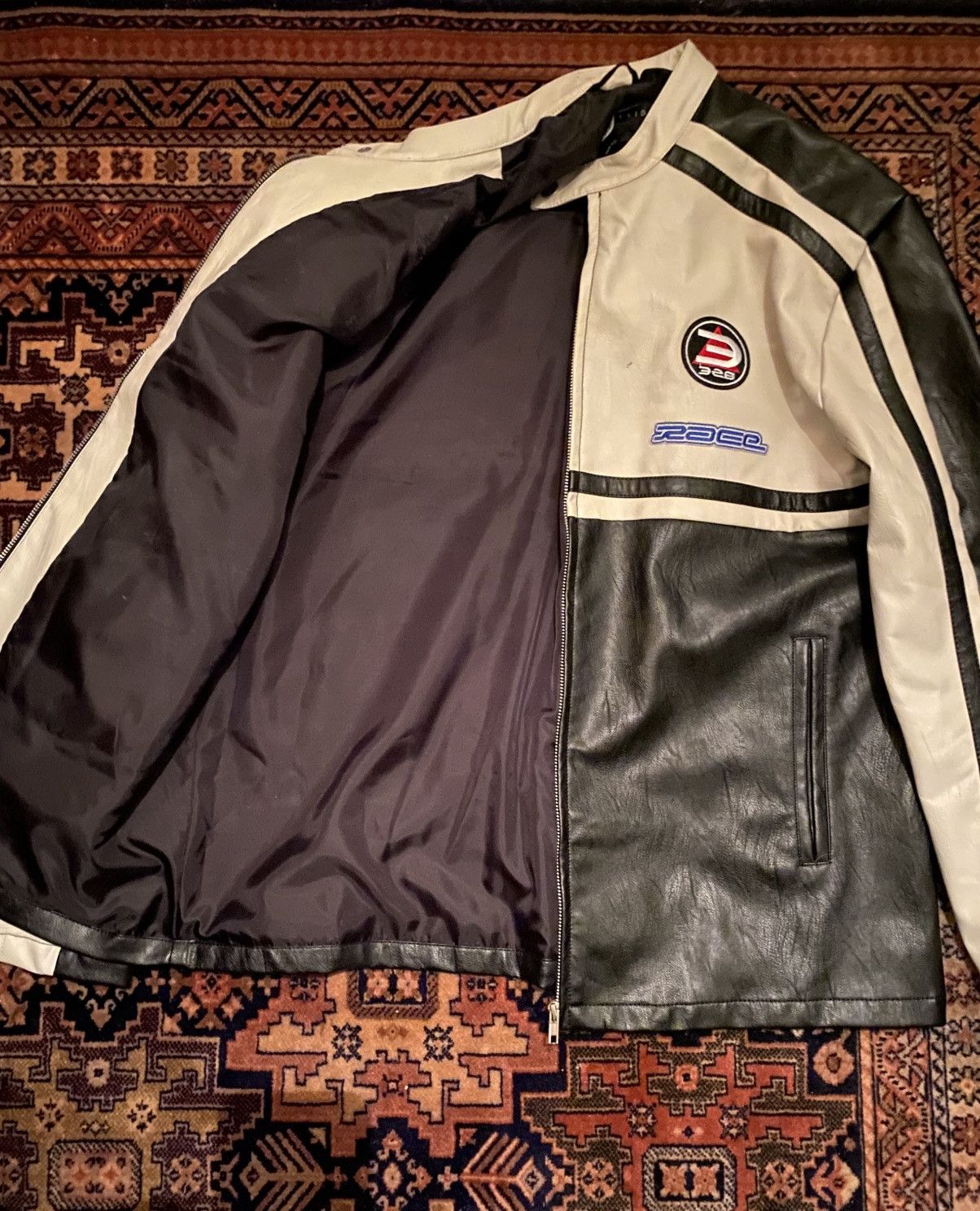 Asos Bike faux leather racing jacket Vintage 90s 🏍️ Size US M / EU 48-50 / 2 - 2 Thumbnail