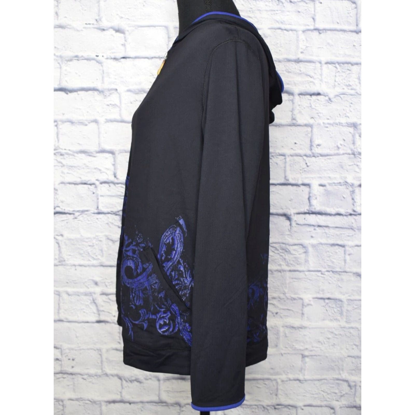 Vintage Zenergy Zenergy Full Zip Hoodie Women Small Black Tribal Activewear Stretch Nylon/Spandex, Zip, Long Sleeve, Regular, Casual, 0 (No UPC) Size S / US 4 / IT 40 - 2 Thumbnail