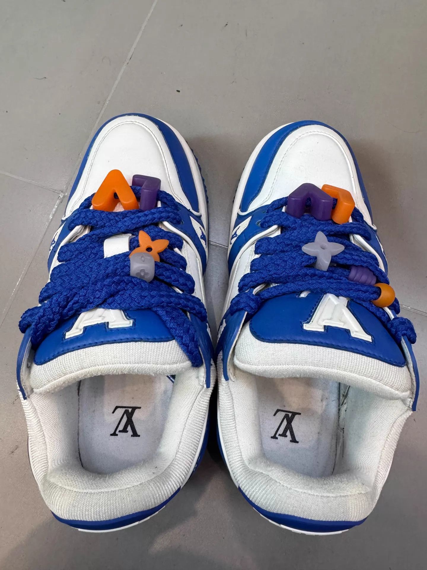 Louis Vuitton LV Trainer Maxi Men's White Blue Size US 8.5 / EU 41-42 - 3 Thumbnail