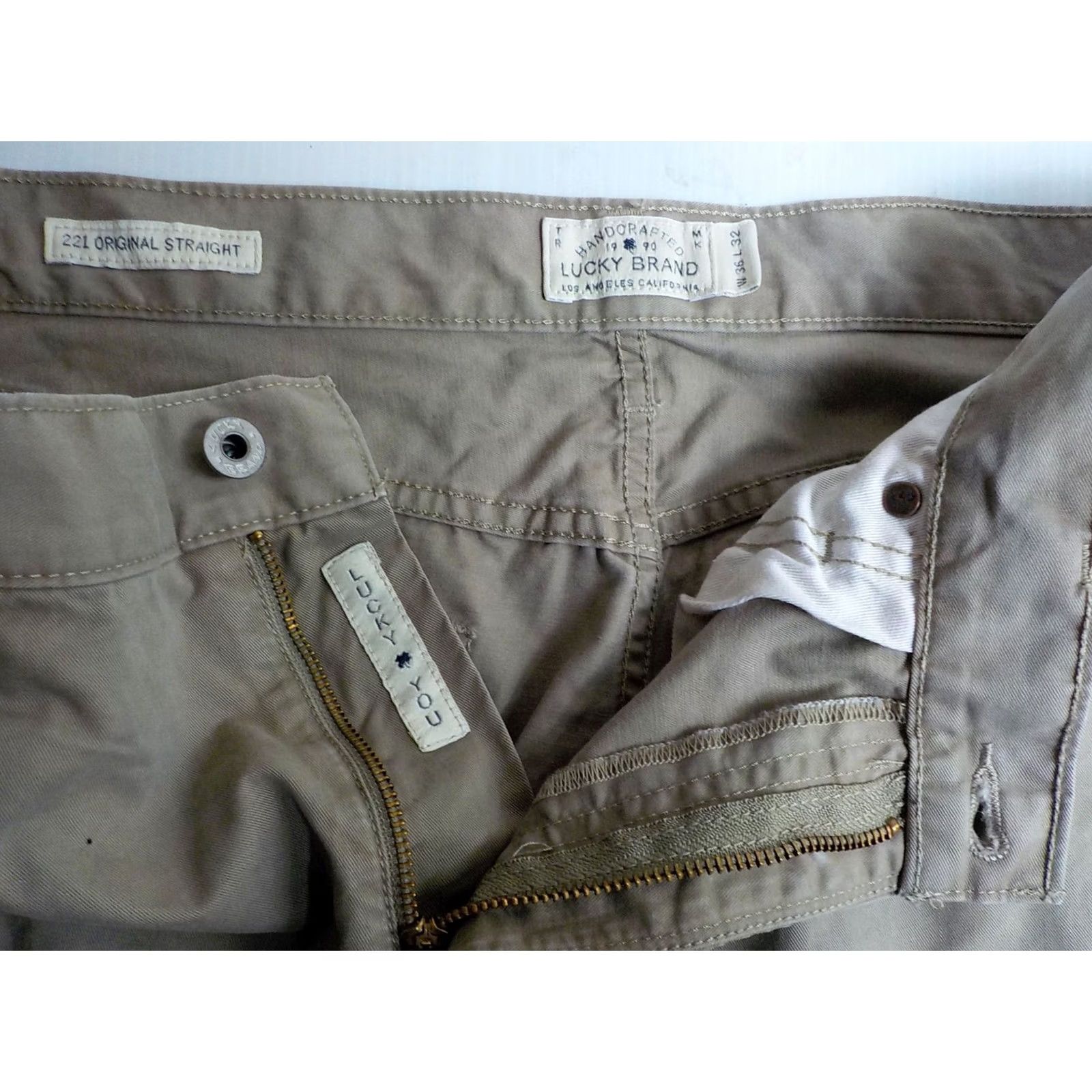 Lucky Brand LUCKY BRAND 221 Original Straight Mens 5 Pocket Khaki Pants Cotton SZ 36X31.5 Beige Regular Mens Size US 36 / EU 52 - 4 Thumbnail