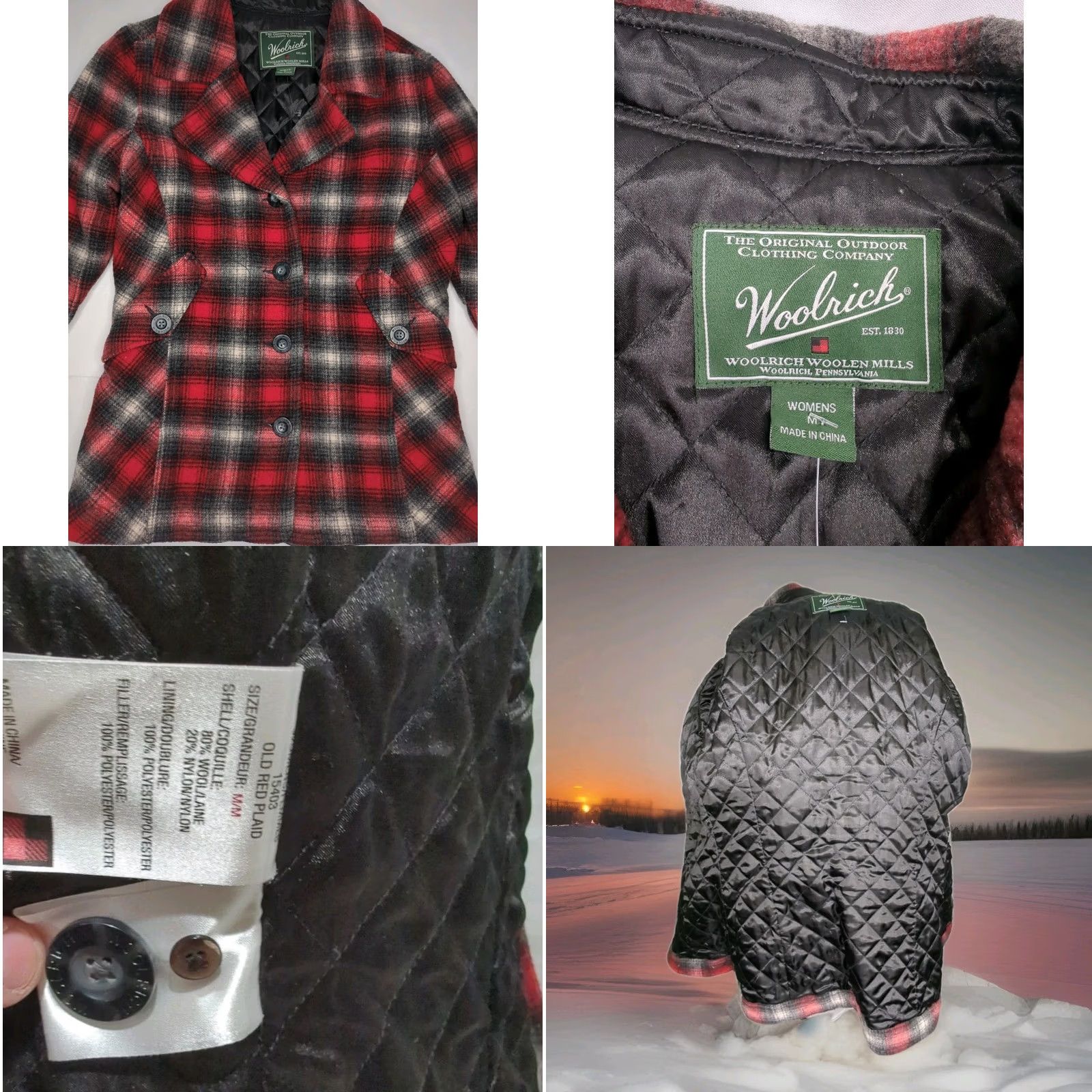 Vintage Woolrich Red Plaid Jacket Womens Medium Wool Quilted Overcoat Winter Outdoor Western Size M / US 6-8 / IT 42-44 - 8 Thumbnail