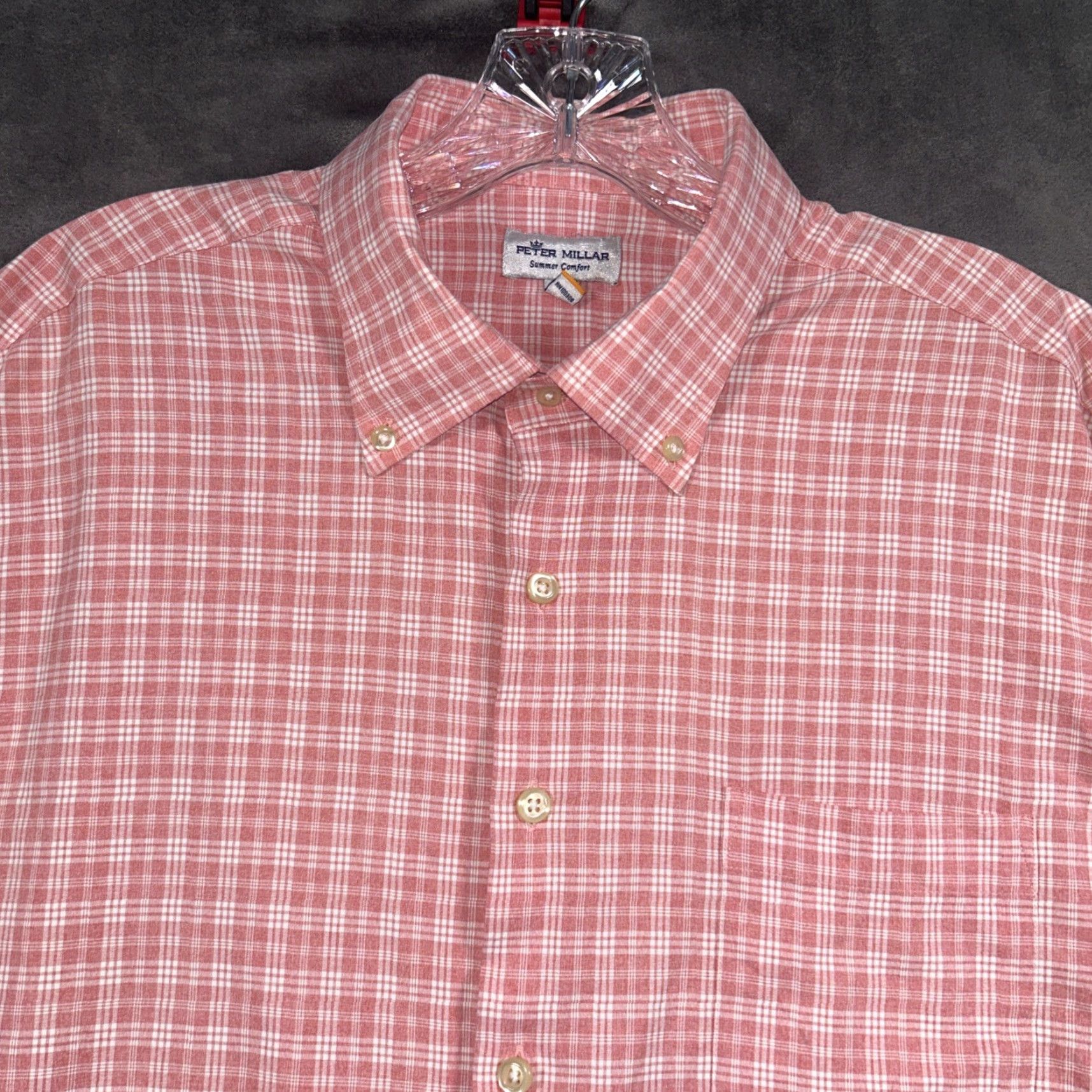 Peter Millar Peter Millar Shirt Mens L Dress Shirt Button-Down Check Pink Salmon Classic Preppy Business Size US L / EU 52-54 / 3 - 2 Thumbnail