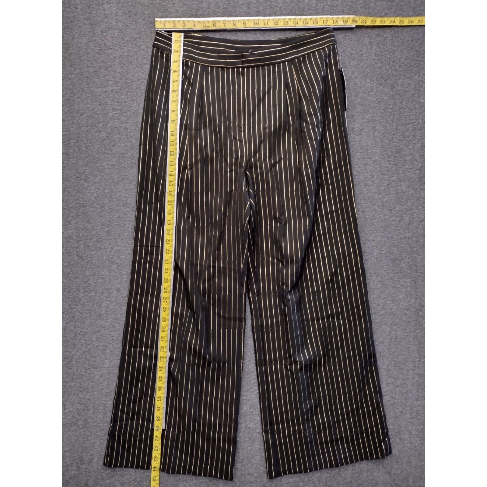 Vintage NYCC Women's Large Black Gold Striped Relaxed Fit Pull-on Drawstring Stretch 16 Size ONE SIZE - 4 Thumbnail