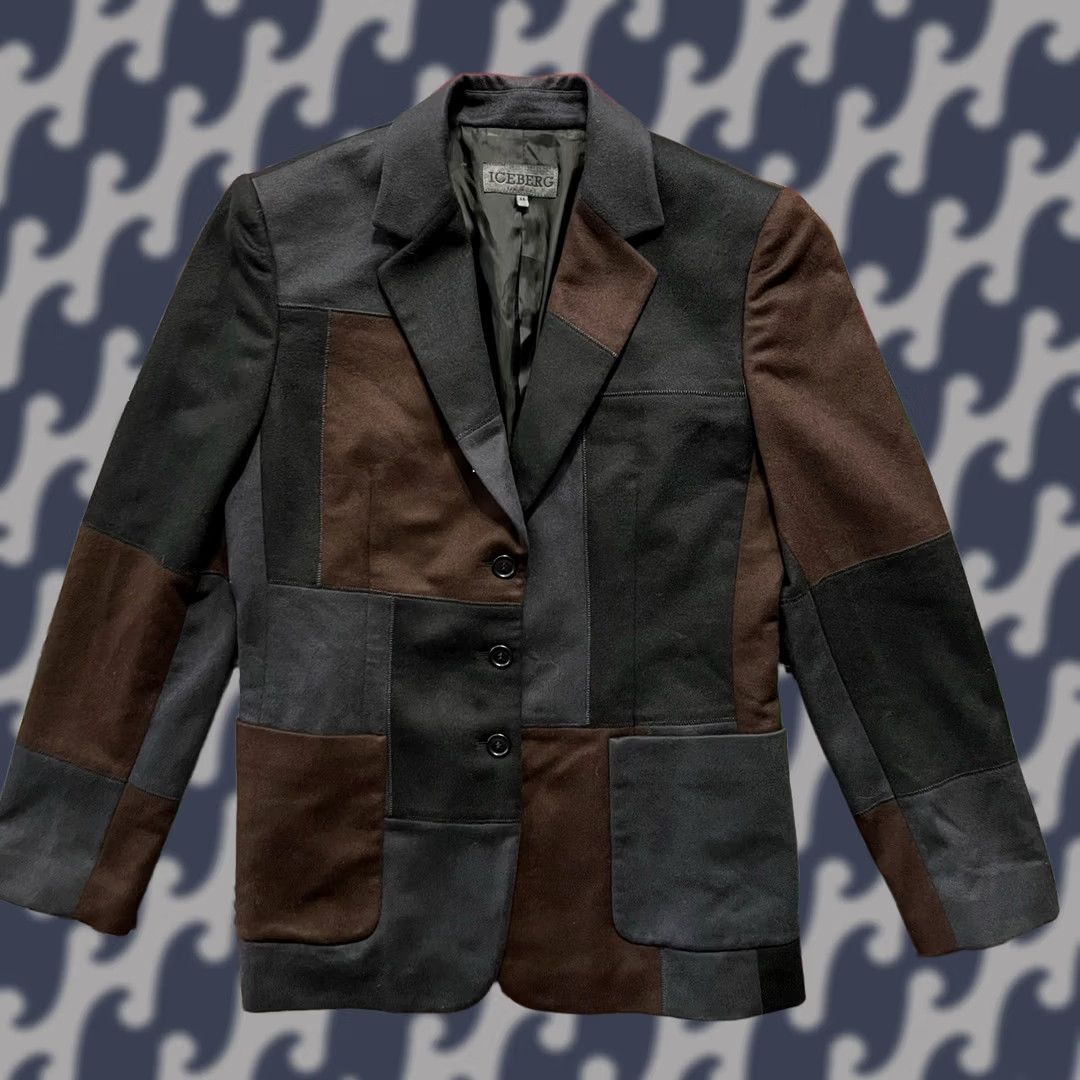 Vintage Iceberg Patchwork Blazer Womens 46 Cashmere Italy Designer Jacket A4 Size L / US 10 / IT 46 - 1 Thumbnail