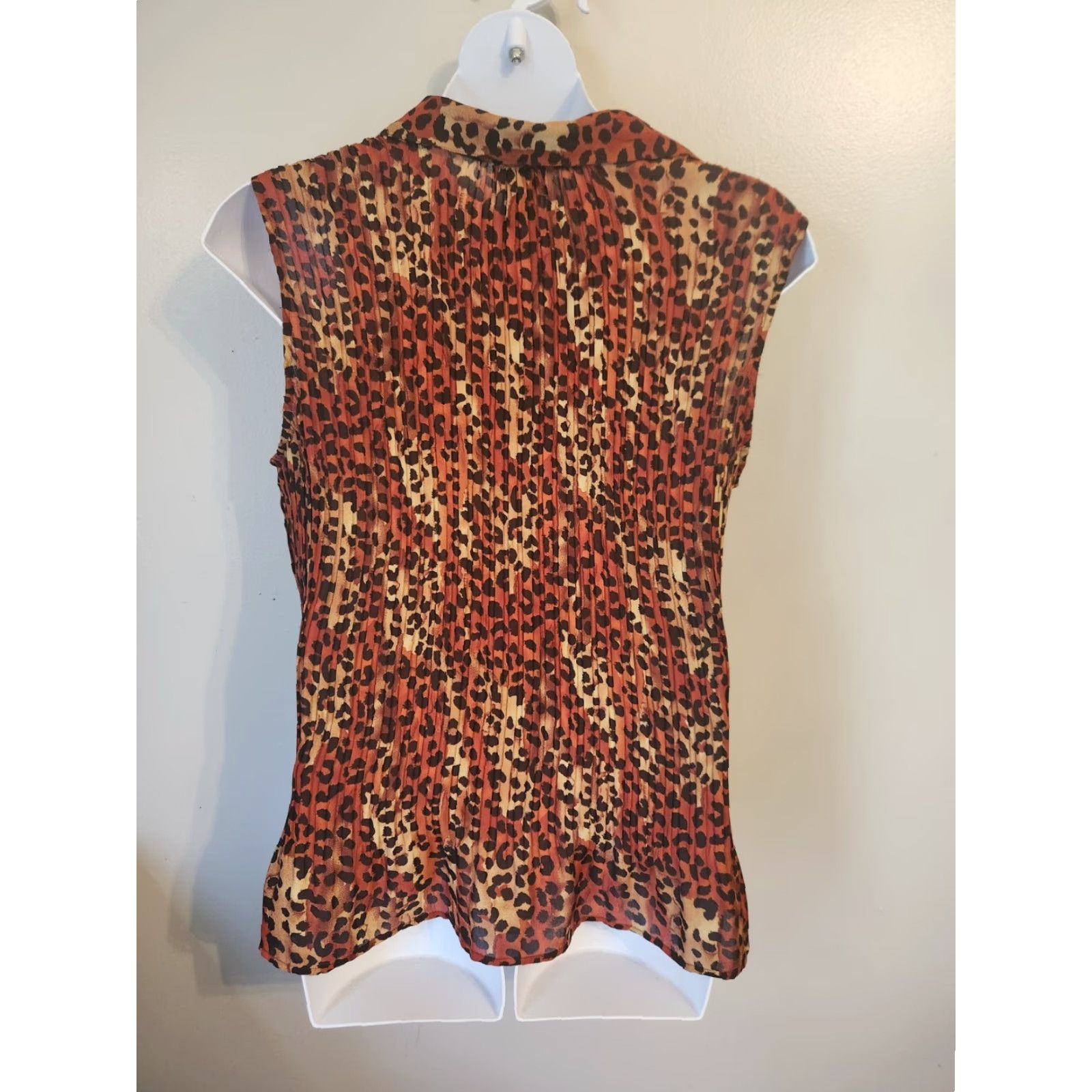 Vintage VINTAGE Studio 1940 Leopard Print Collared Sleeveless Top Shirt Button Down 22 24 Plus Size 3XL / US 20-22 - 3 Thumbnail