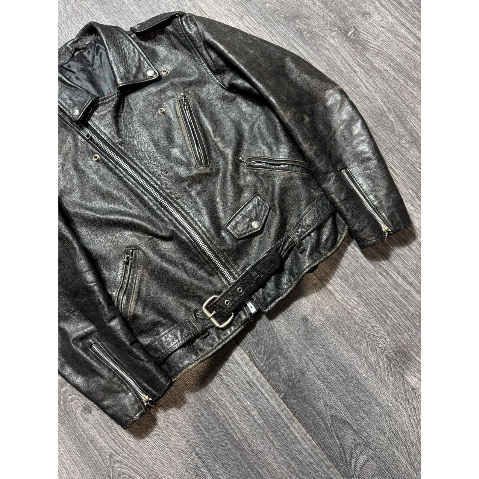 Genuine Leather 90s Vintage Leather Biker Distressed Jacket Size US M / EU 48-50 / 2 - 5 Thumbnail
