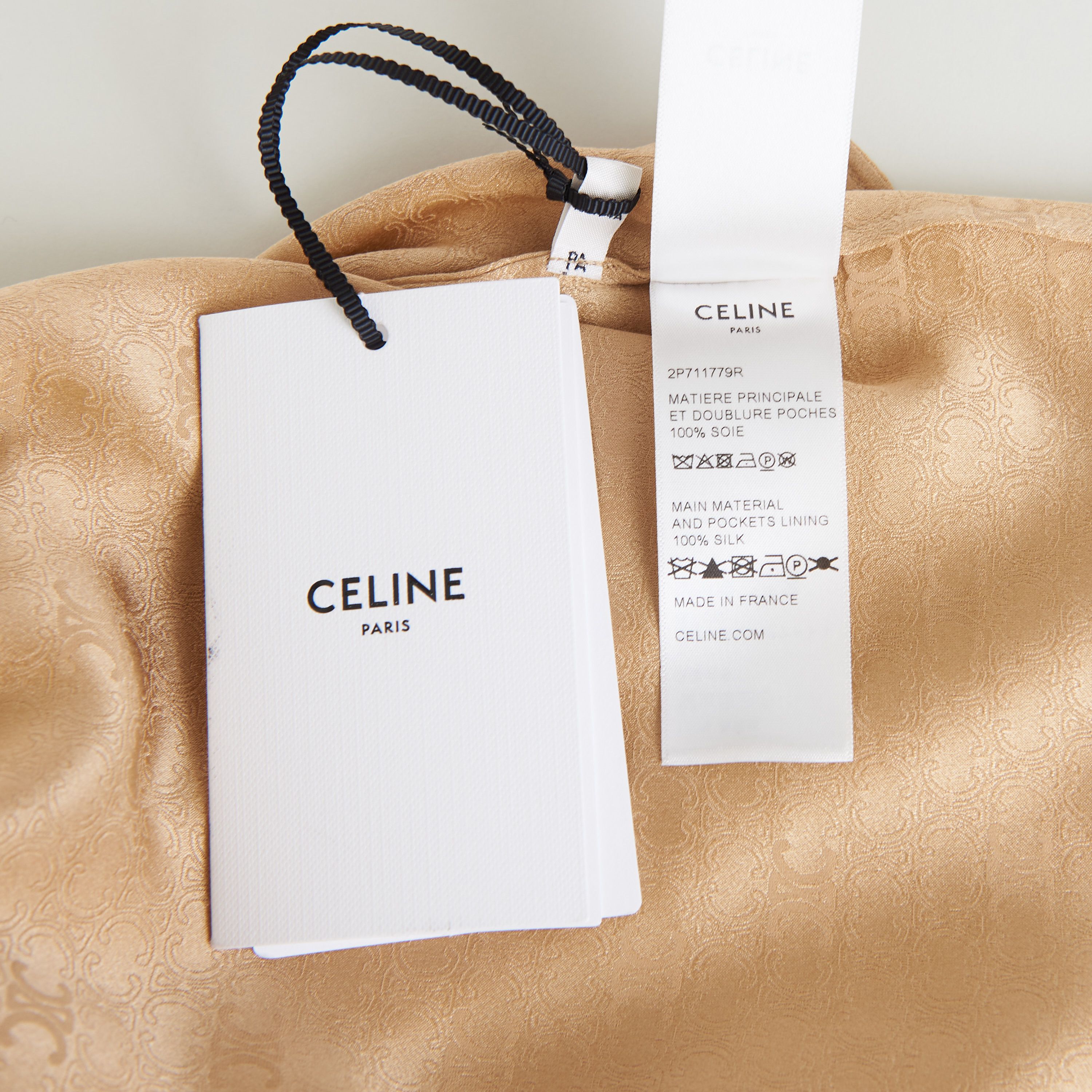 Celine Triomphe Shorts In Caramel Shiny Matte Silk Size 28" / US 6 / IT 42 - 8 Thumbnail