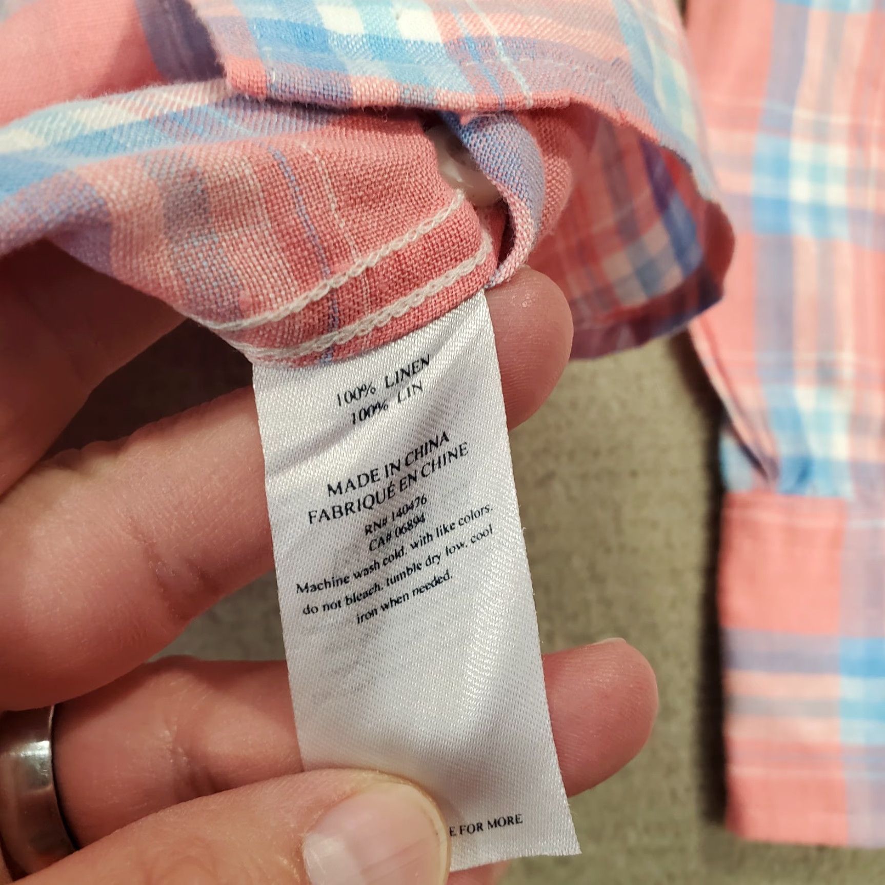 Faherty Faherty Shirt Mens M Pink Linen Button-Up Long Sleeve Collared Plaid Pattern Casual Outdoor Vintage No Size US M / EU 48-50 / 2 - 3 Thumbnail