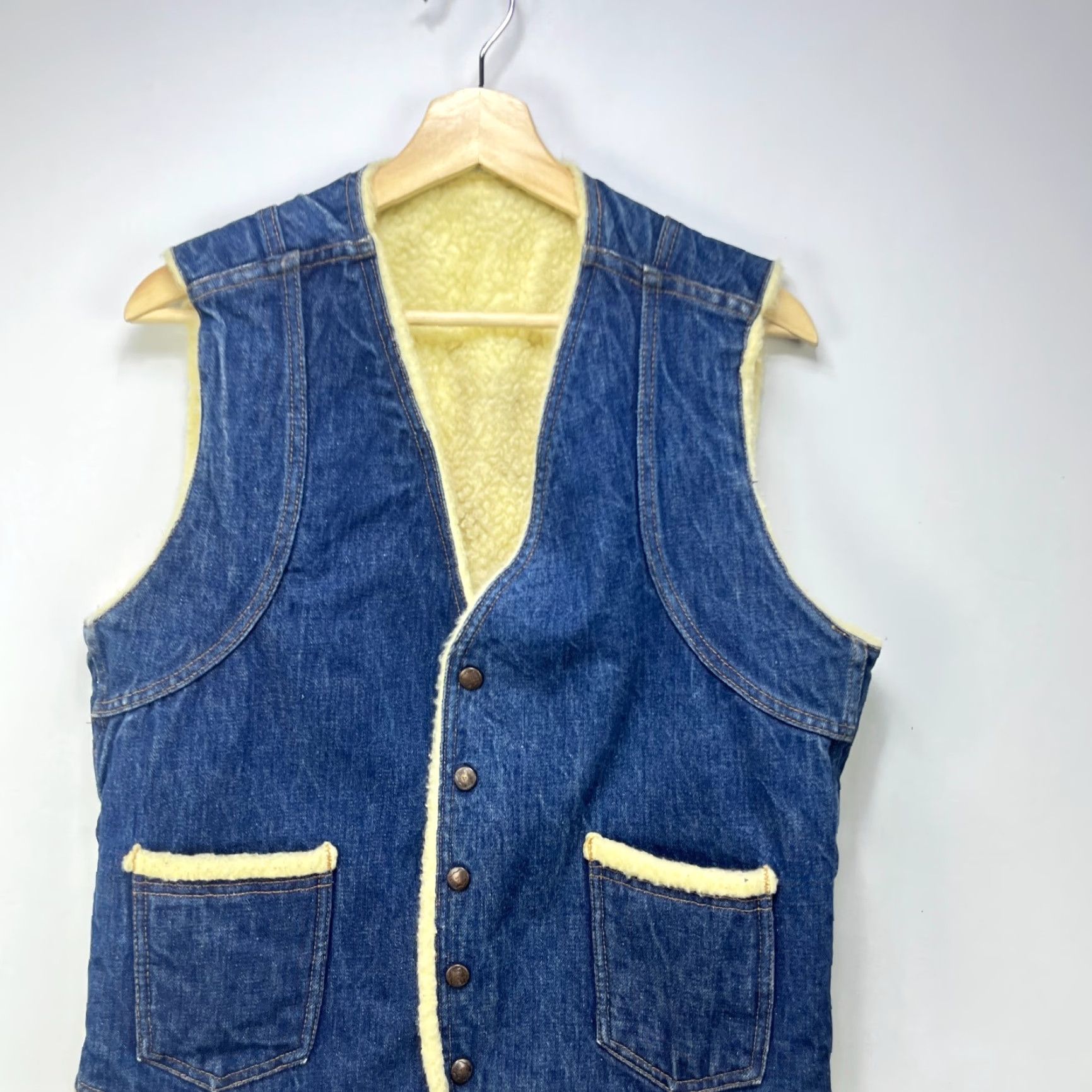 Vintage VINTAGE Big Smith Vest Denim Sherpa Lined Western Western Vest Men M Blue Size L fits mens Medium Size US M / EU 48-50 / 2 - 2 Thumbnail