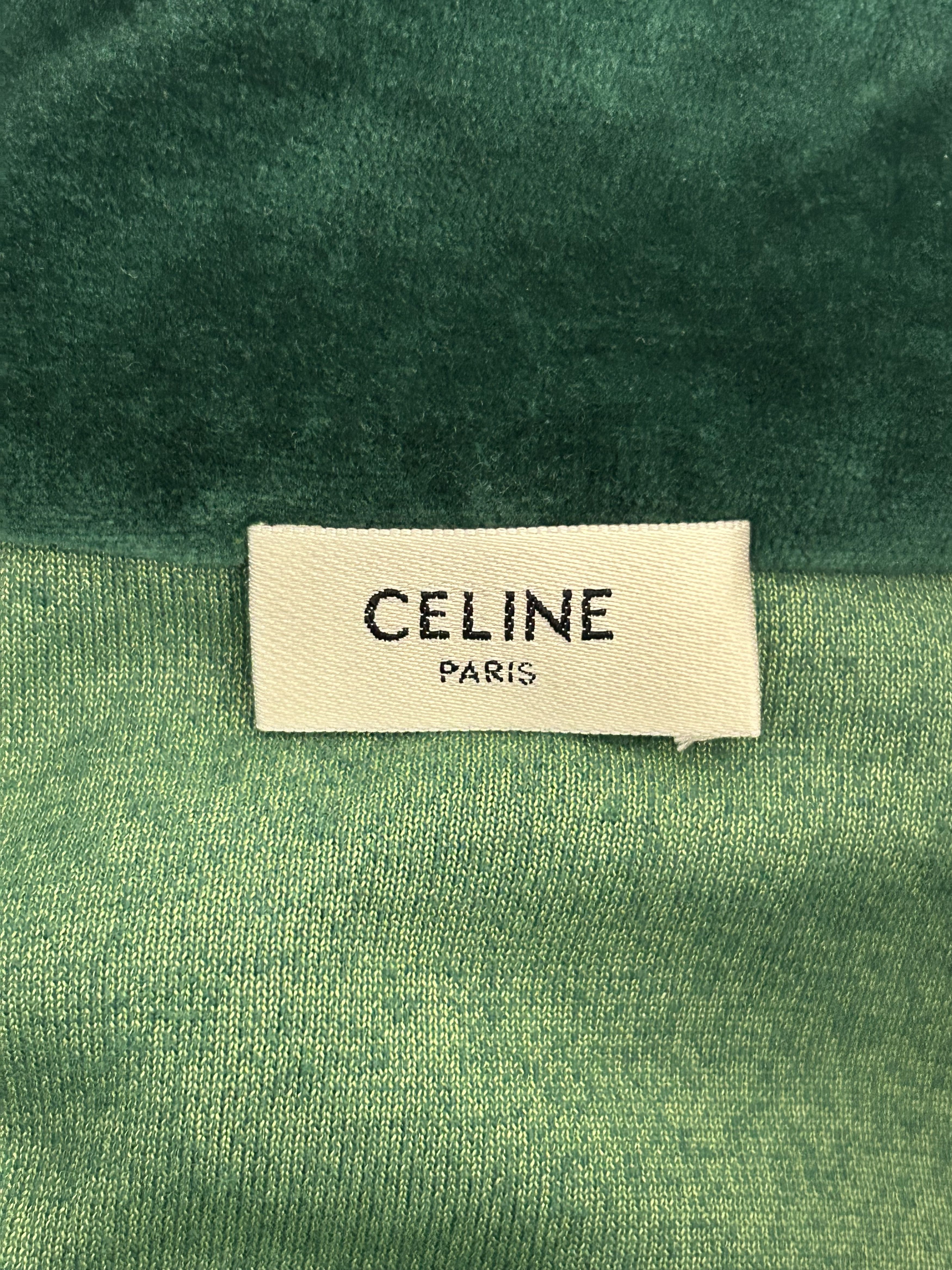 Celine Celine Faded Green & White Logo Velour Track Jacket Size US M / EU 48-50 / 2 - 3 Thumbnail