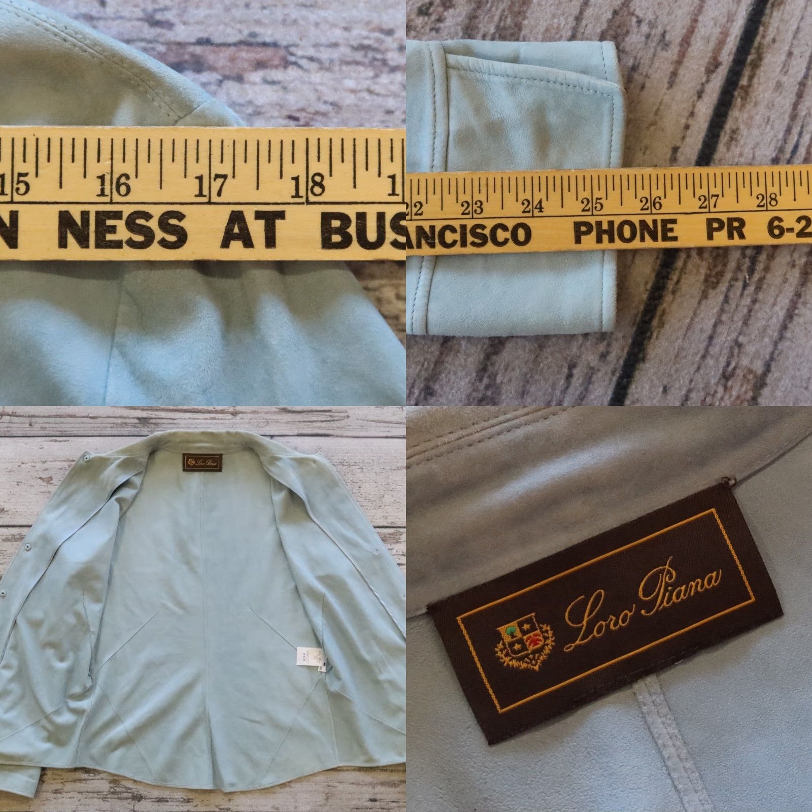 Loro Piana VTG Loro Piana Suede Leather Jacket Women - 46 Blue Overcoat Jacket Size L / US 10 / IT 46 - 8 Thumbnail