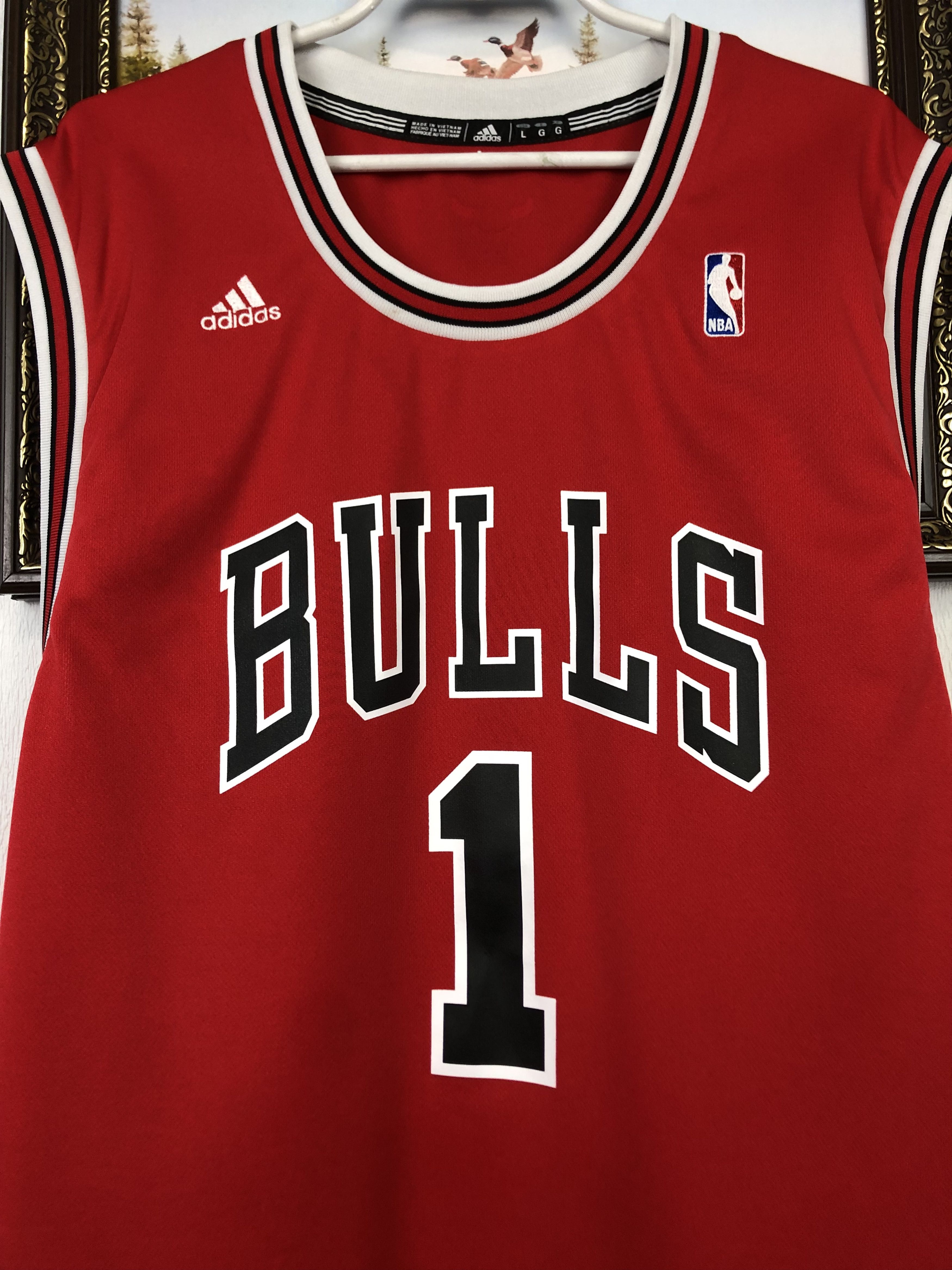 Adidas Vintage Adidas Chicago Bulls NBA Red 1 Rose Jersey Mens Size US L / EU 52-54 / 3 - 3 Thumbnail