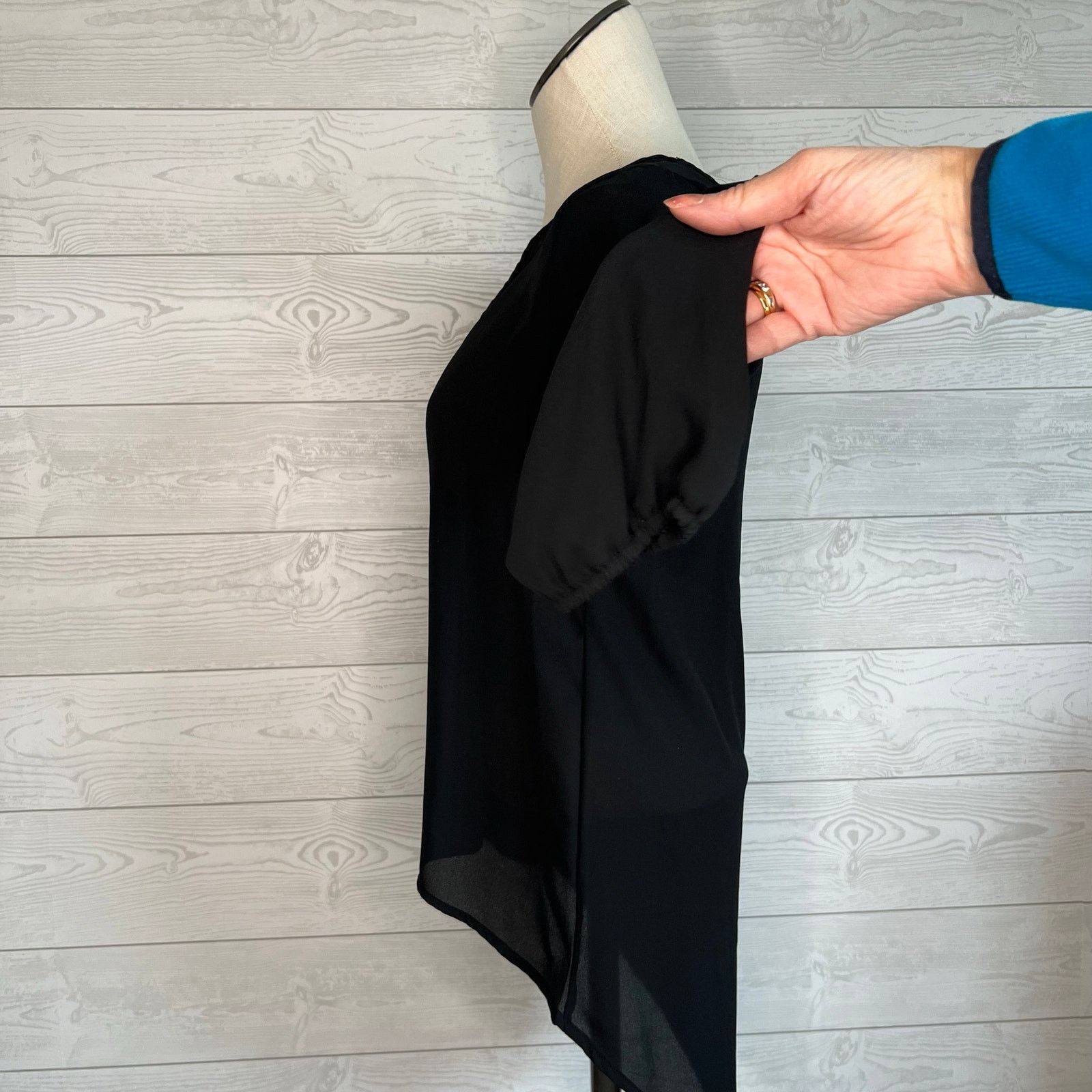 Other American Dream Black Sheer High Low Tunic V-Neck Top XS Size XS / US 0-2 / IT 36-38 - 3 Thumbnail