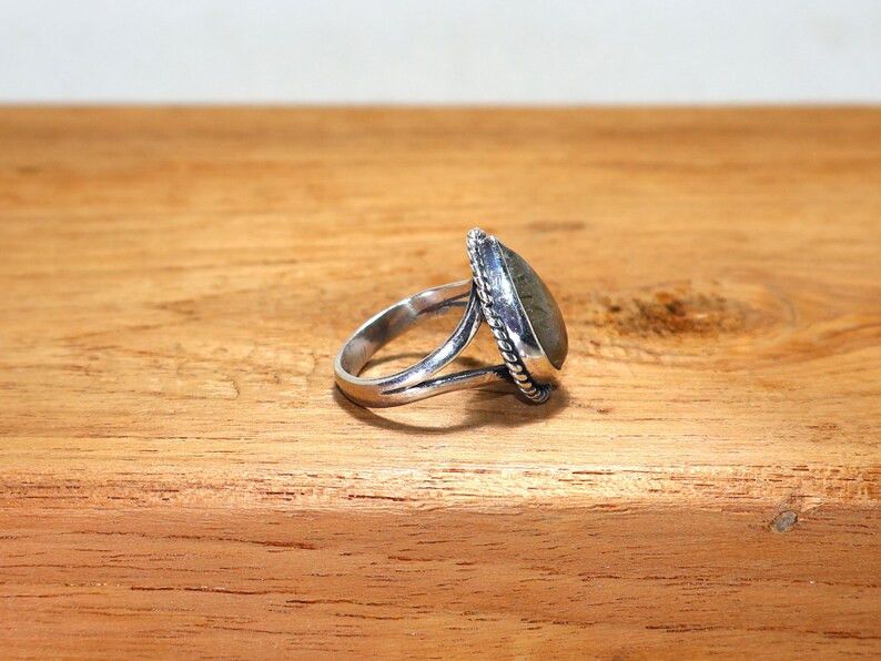 Handmade Handmade Black Rutile Sterling Silver Ring: April Birthstone Size ONE SIZE - 6 Thumbnail
