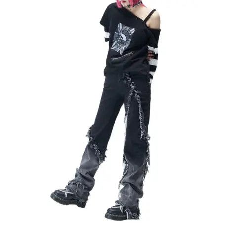 Other VIBE Two Tone Frayed Stacked Denim Jeans Size US 28 / EU 44 - 2 Thumbnail