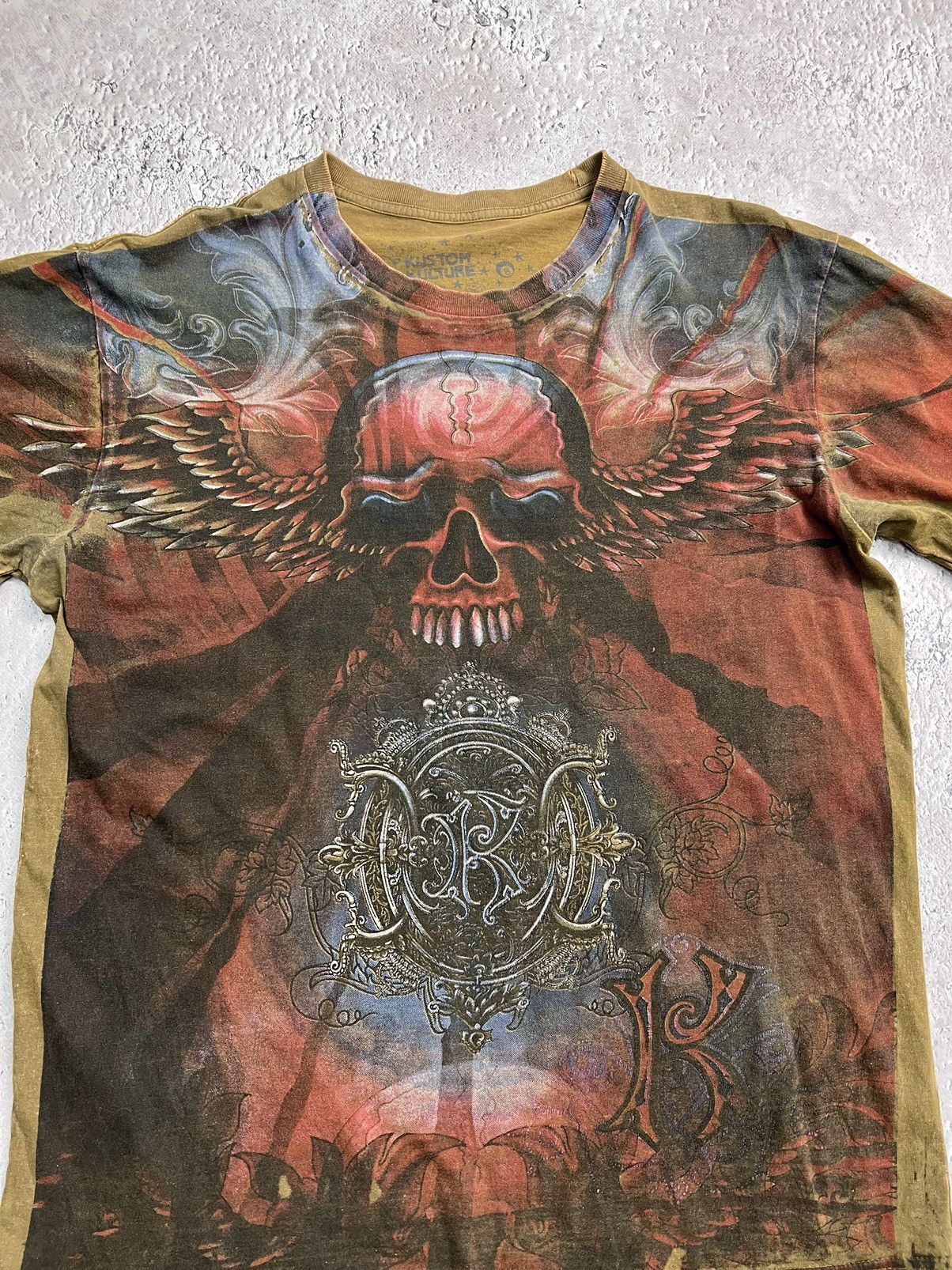 Affliction × Vintage Crazy Vintage Y2K Affliction T Shirt Skull Opium Cyber Goth Size US L / EU 52-54 / 3 - 4 Thumbnail