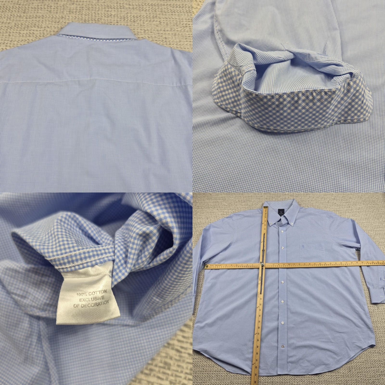 Tailorbyrd TAILORBYRD Shirt Mens 2XL Blue Check Long Sleeve Button Front Cotton Casual Size US XXL / EU 58 / 5 - 8 Thumbnail