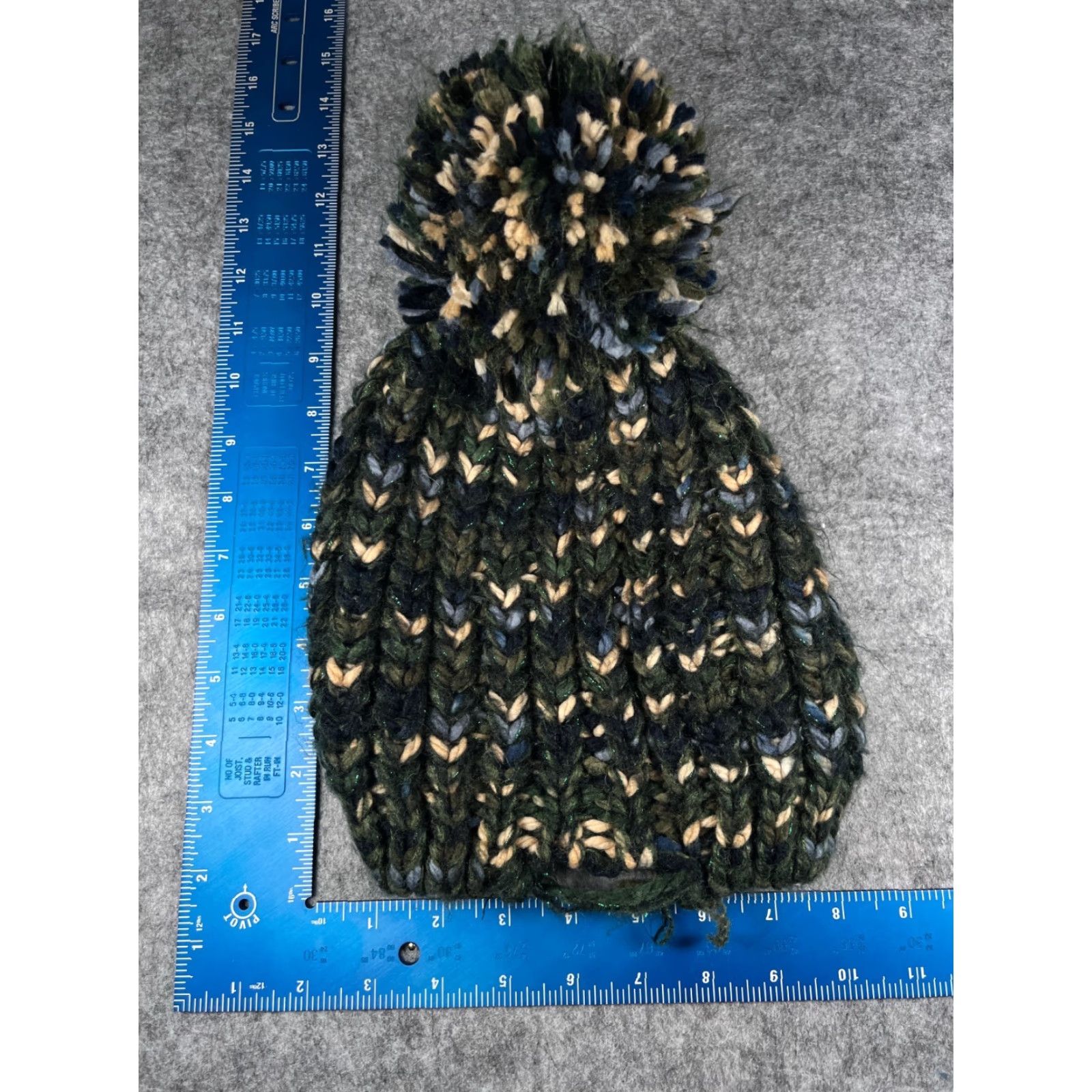 Vintage Lane Bryant Beanie Toque Womens One Size Green Knit Metallic Blend Sparkly Pom Hat Beanie Mens? Size ONE SIZE - 4 Thumbnail
