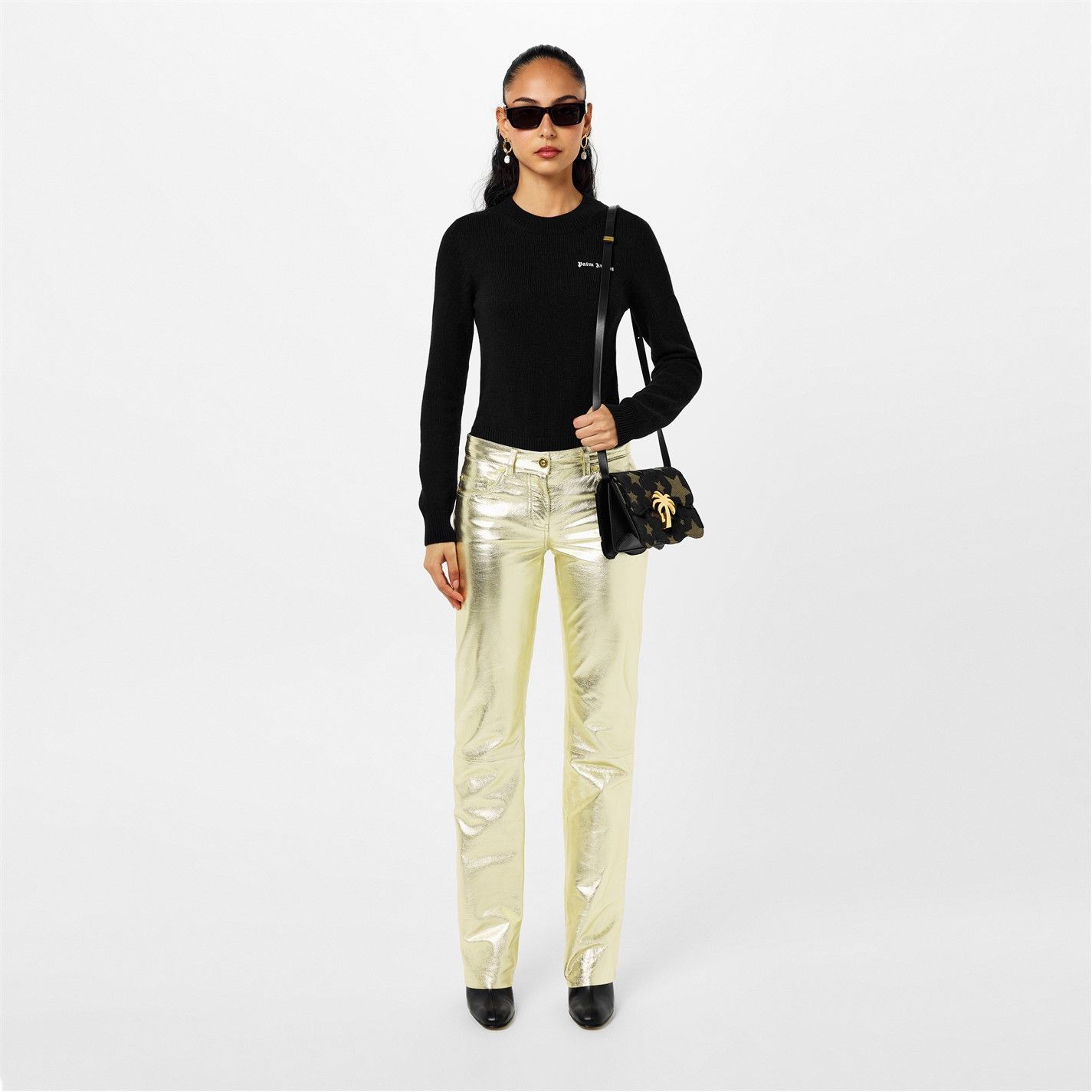 Palm Angels o1g2r1mq0425 Laminated Leather Trousers in Metallic Gold Size 27" / US 4 / IT 40 - 7 Thumbnail