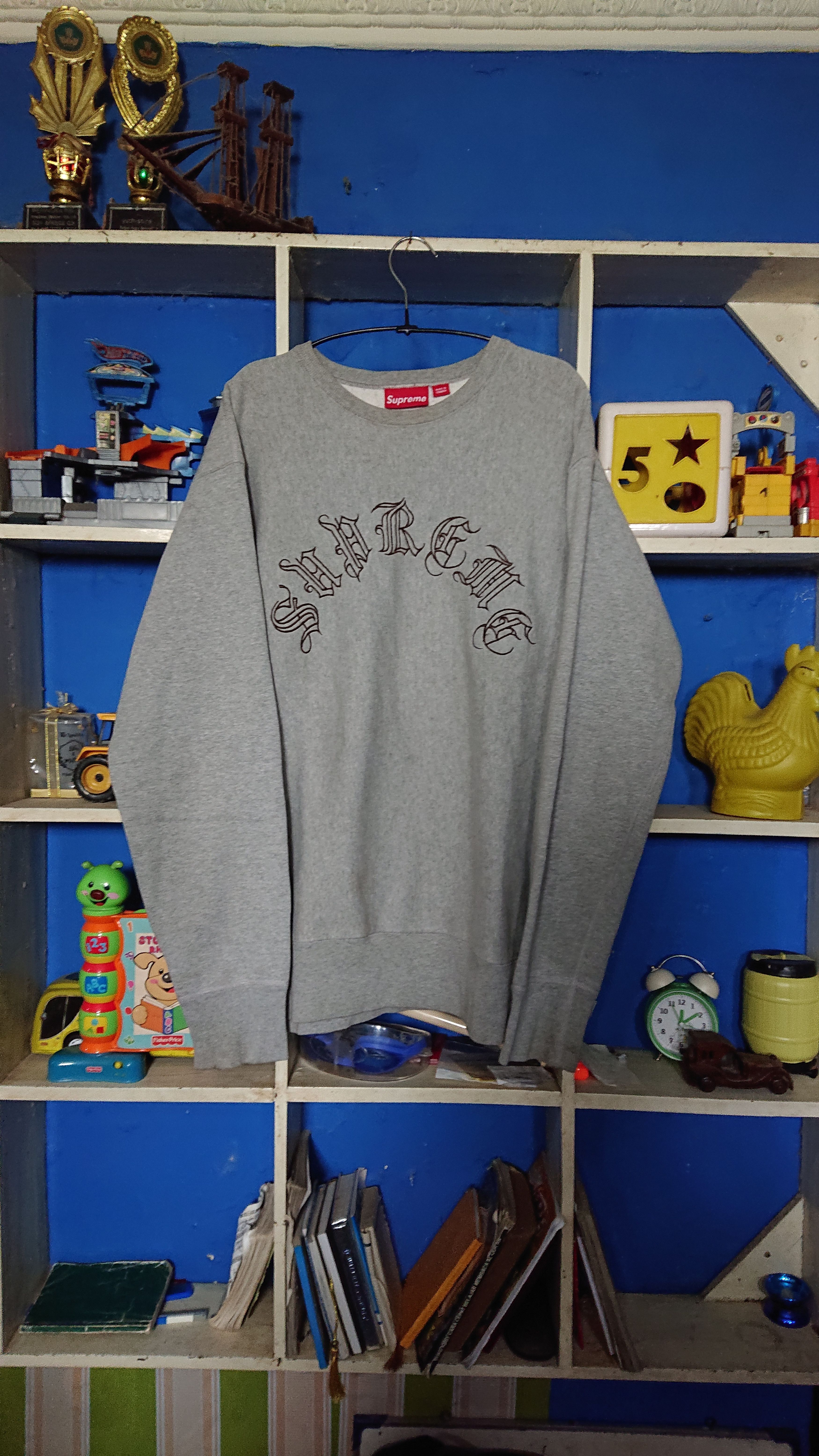 Supreme Arc Logo Crewneck Heather Grey Men's - FW15 - US