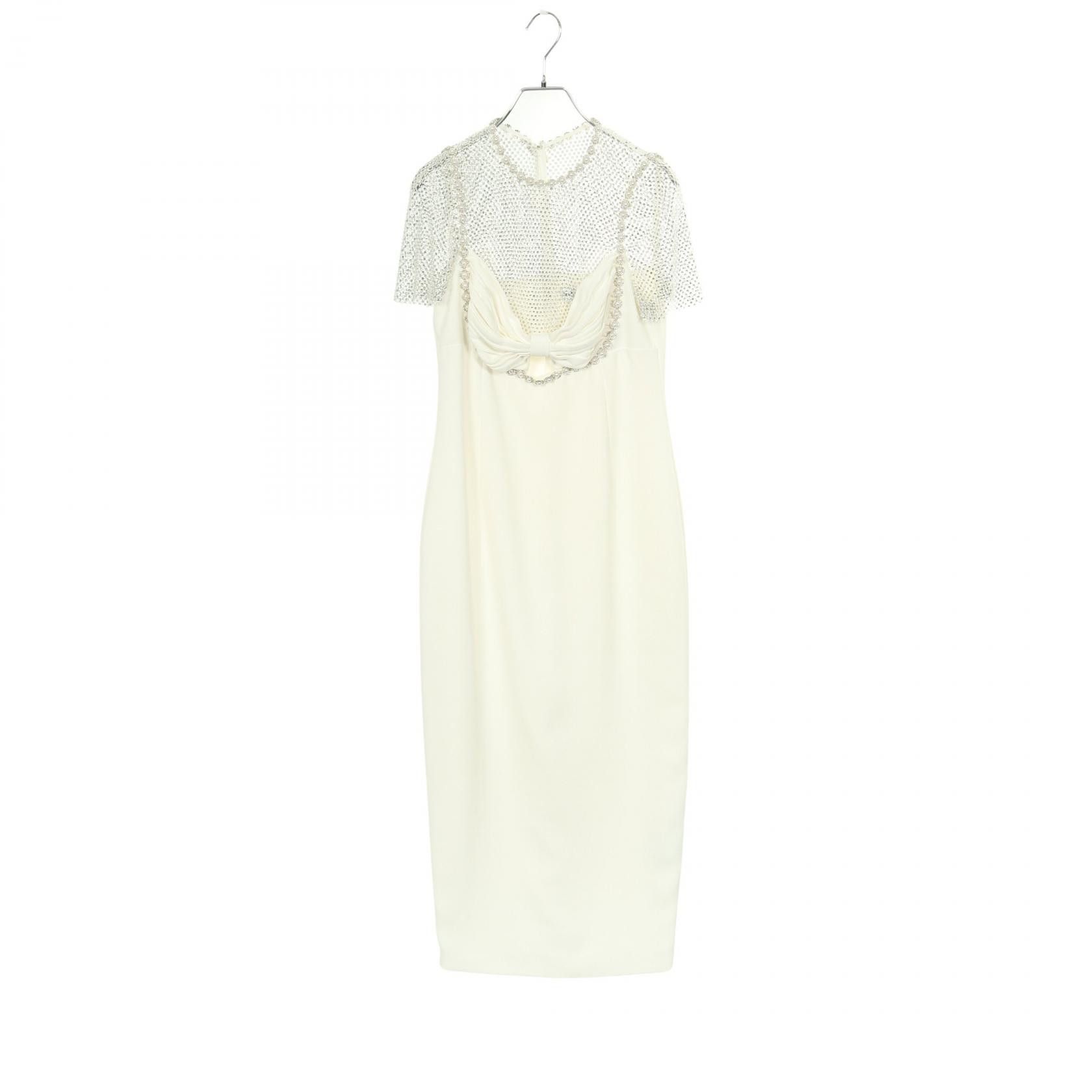 Other Other Self-Portrait WHITE CRAPE DIAMANTE MIDI DRESS Dress Textile Dresses DUTY FREE for USA Size ONE SIZE - 1 Thumbnail