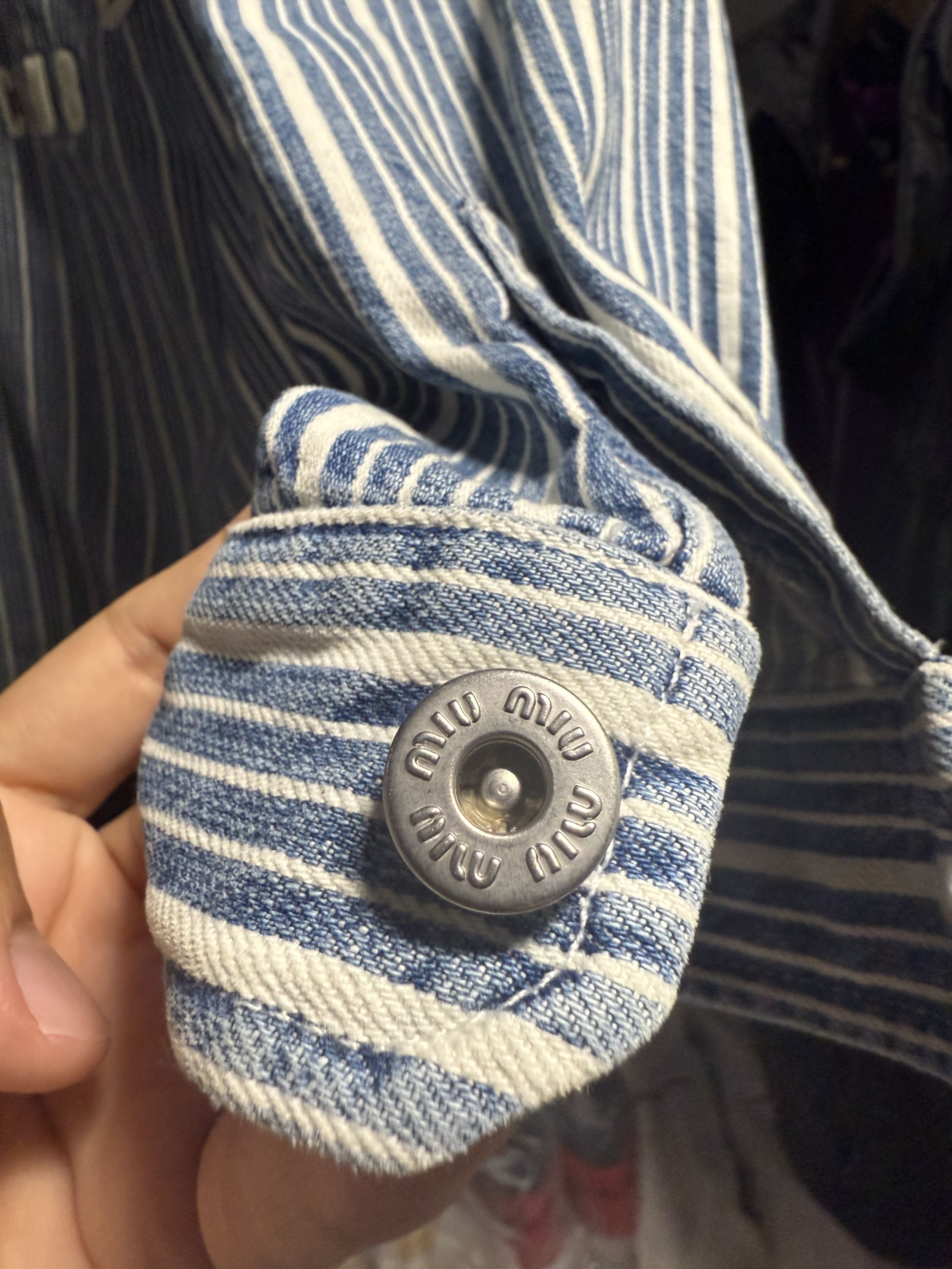 Miu Miu Miu Miu Oversized Striped Denim Jacket Size US M / EU 48-50 / 2 - 6 Thumbnail