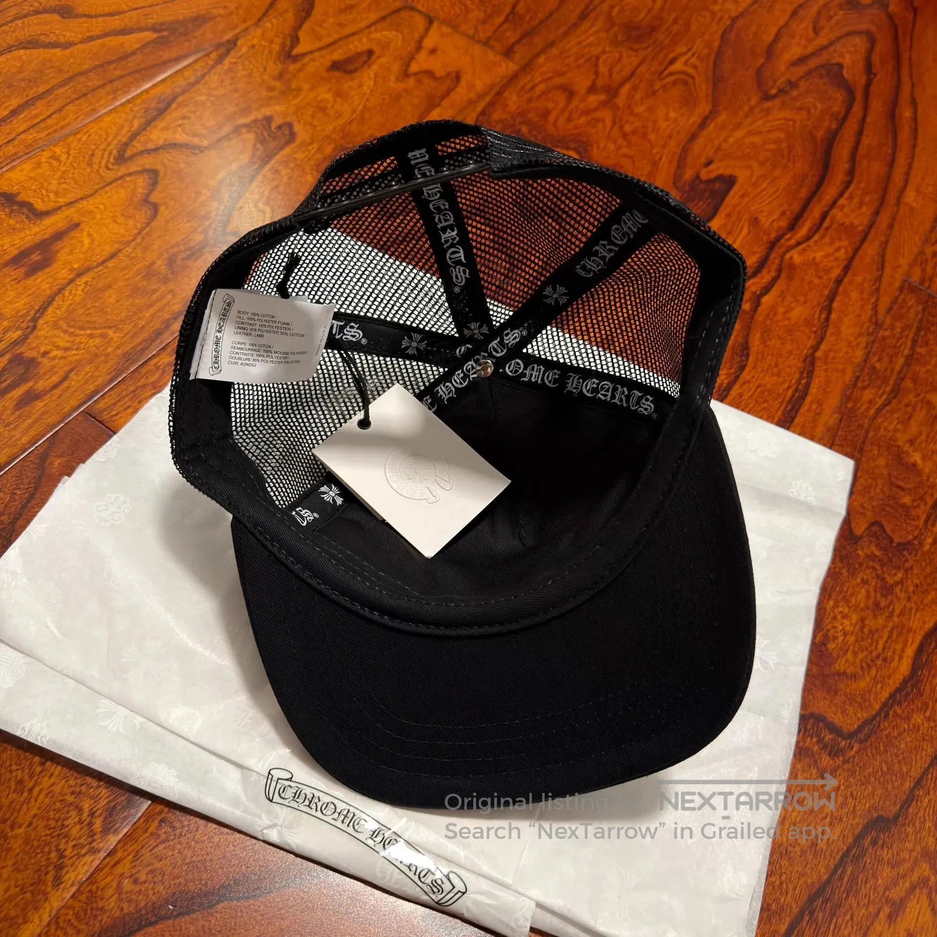 Chrome Hearts Black Trucker Hat with White Cross Embroidery. Size ONE SIZE - 4 Thumbnail