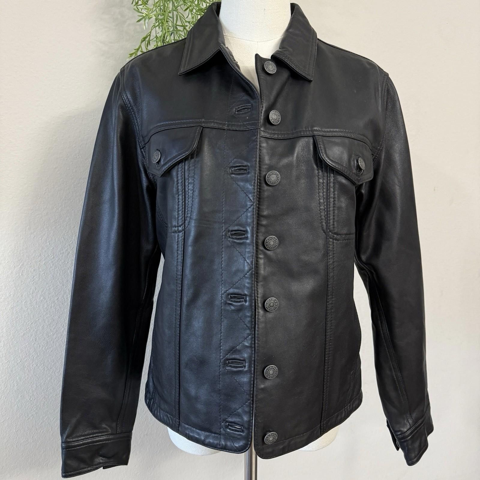 Gap Gap Large Black Leather Jacket Vintage, Button-Up, 4-Pocket Size S / US 4 / IT 40 - 1 Thumbnail