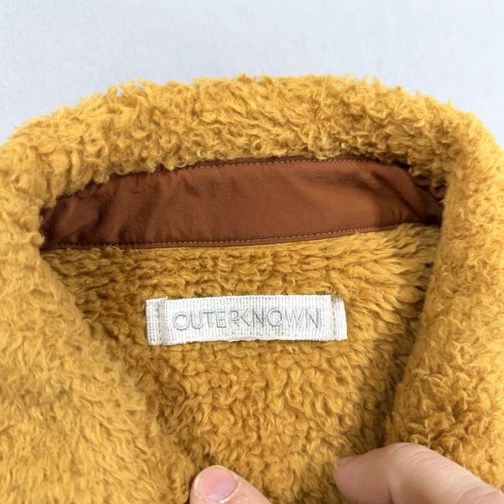 Outerknown Outerknown Jacket Mens Large Yellow Fleece Windbreaker Lined Pockets Snap Short Collar Casual Winter Size US L / EU 52-54 / 3 - 3 Thumbnail