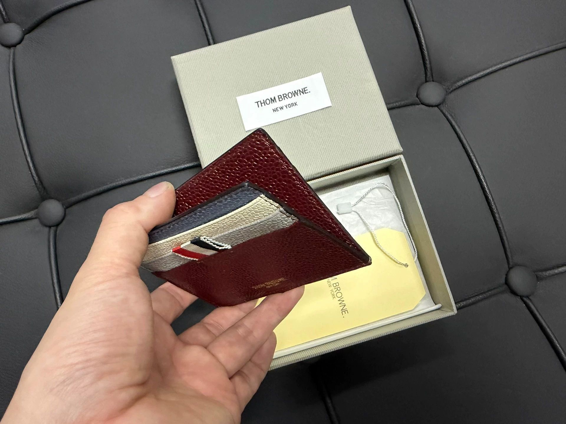 Thom Browne Thom Browne Color Blocked Litchi Leather 6-Card Holder Size ONE SIZE - 3 Thumbnail