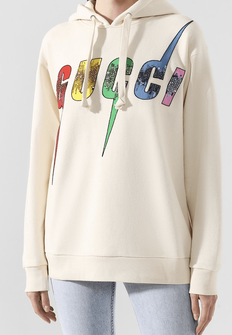 Gucci 🔥[SALE]🔥 Gucci Blade Logo And Sequins Tops White Hoodie Size XS / US 0-2 / IT 36-38 - 2 Thumbnail