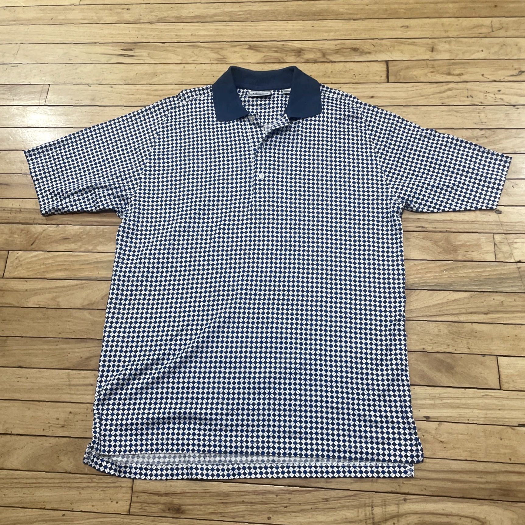 Hogan VINTAGE Hogan Polo Shirt Men M Blue Diamond Check Plaid Retro Preppy Golf Casual Shirt Size US M / EU 48-50 / 2 - 2 Thumbnail