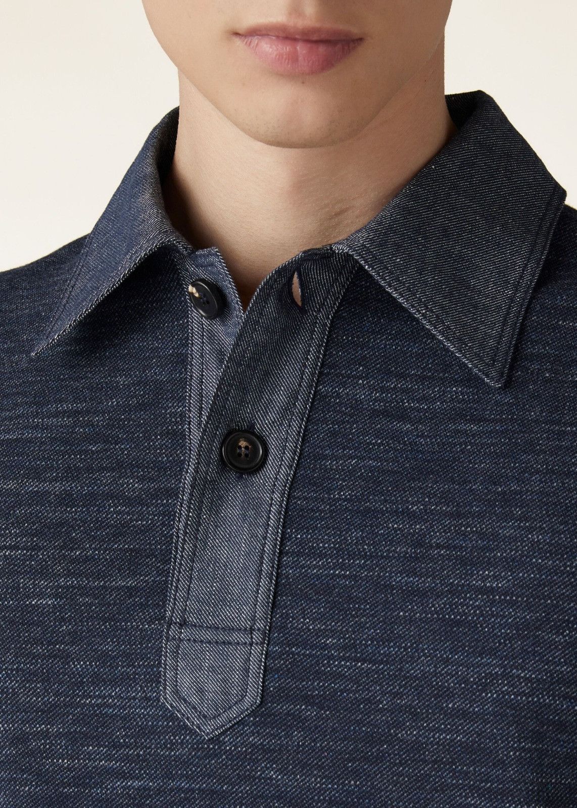Loro Piana o1srvl11e0225 FAN8382 Denim Polo Shirt in Navy Blue Size US S / EU 44-46 / 1 - 4 Thumbnail