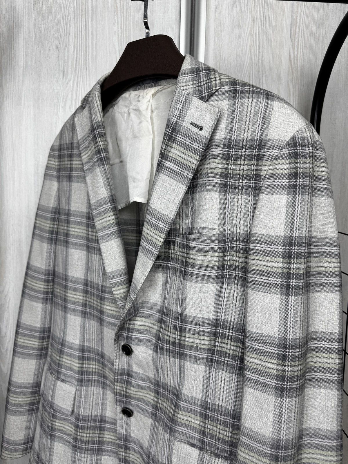 Cantarelli Cantarelli Tailor Washed Checkered cotton unlined blazer Size 40R - 5 Thumbnail