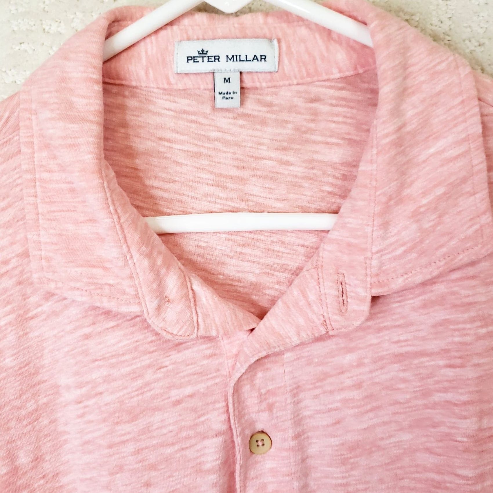 Peter Millar Peter Millar Polo Shirt Men's M Heathered Pink Coral Short Sleeve Golf Casual Boys Mens Womens Size US M / EU 48-50 / 2 - 4 Thumbnail