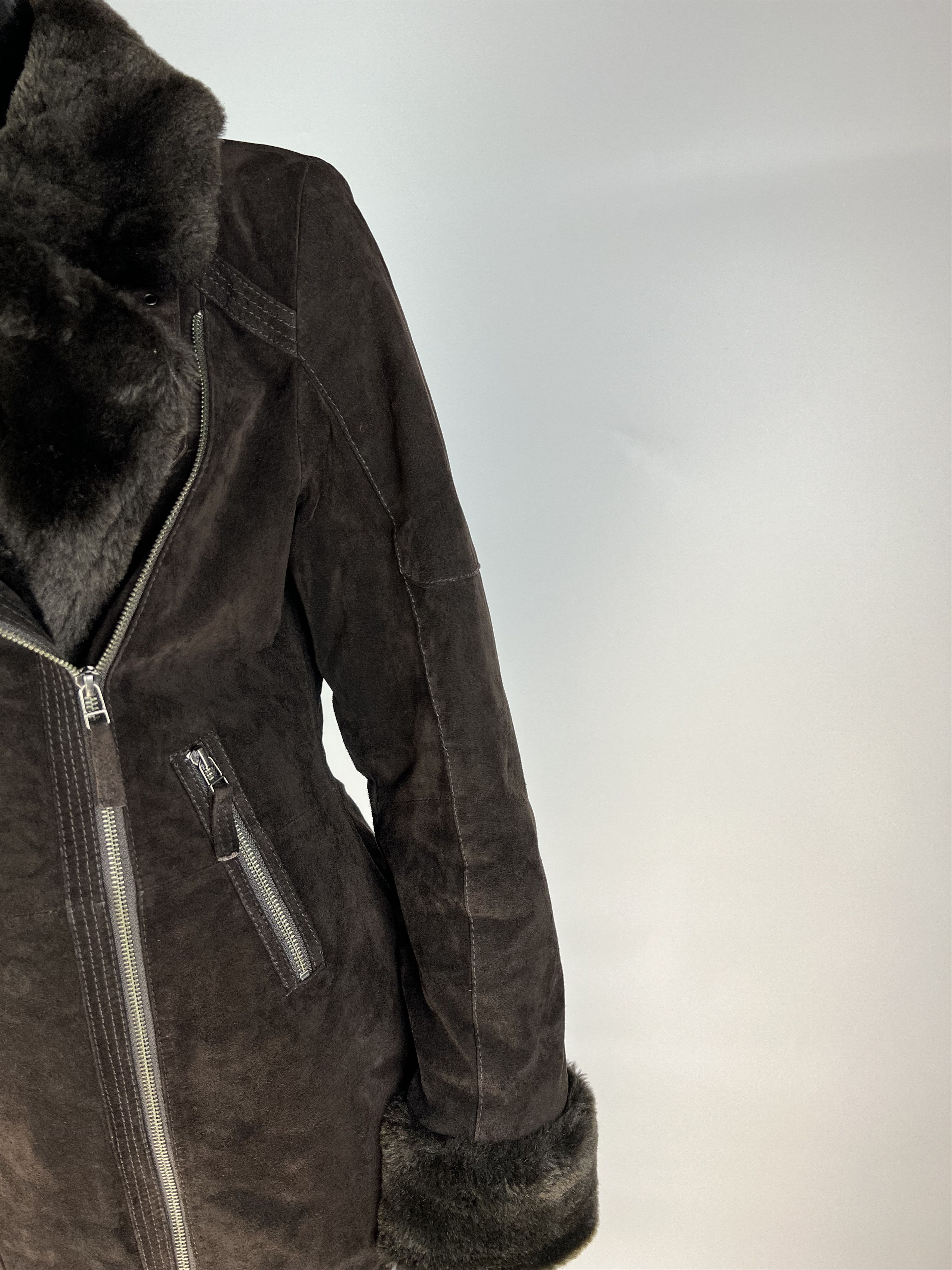 Designer Oakwood Women's Suede Leather Jacket Size S Faux Fur Lined Size S / US 4 / IT 40 - 7 Thumbnail