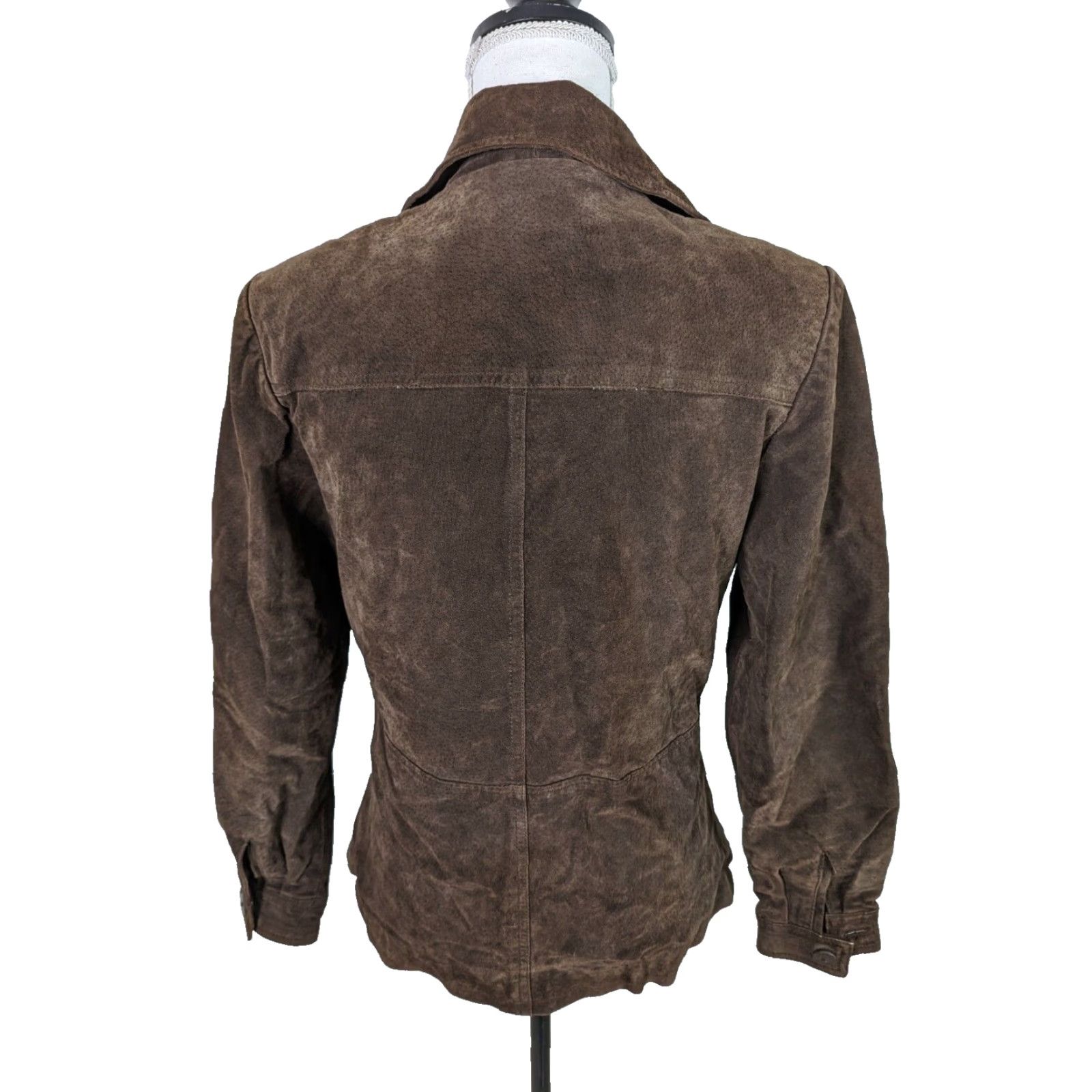 Vintage VINTAGE Women's Brown Suede Leather Coat Blazer Jacket Medium Jacket Brown Suede 90s Style Mens? Wait. Size M / US 6-8 / IT 42-44 - 3 Thumbnail