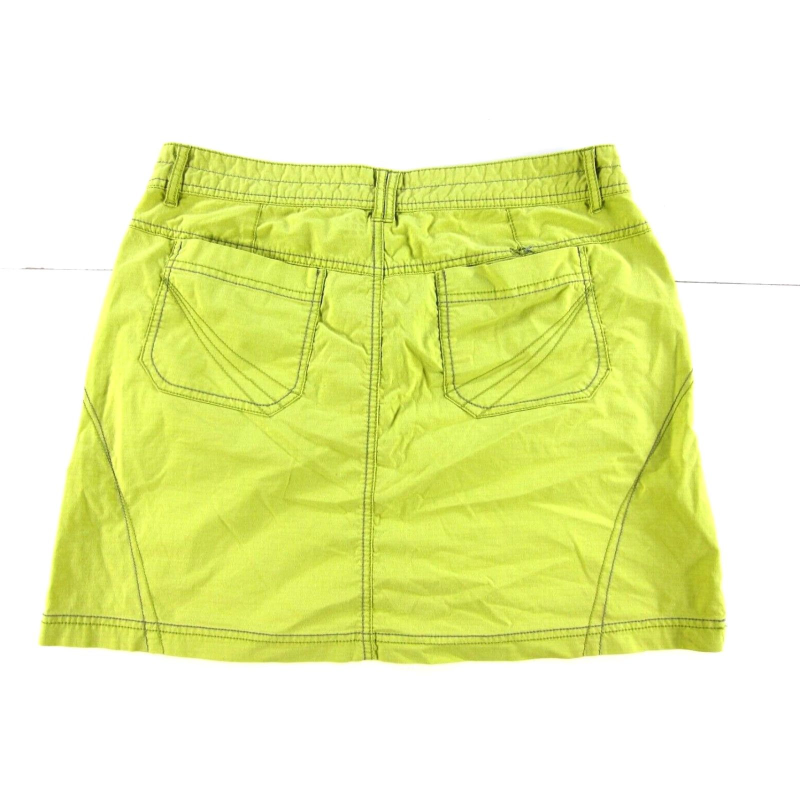 Vintage Title Nine Yellow Green Nylon Cotton Stretch Active Sport Pocket Cargo Skirt 10 Size 32" / US 10 / IT 46 - 3 Thumbnail