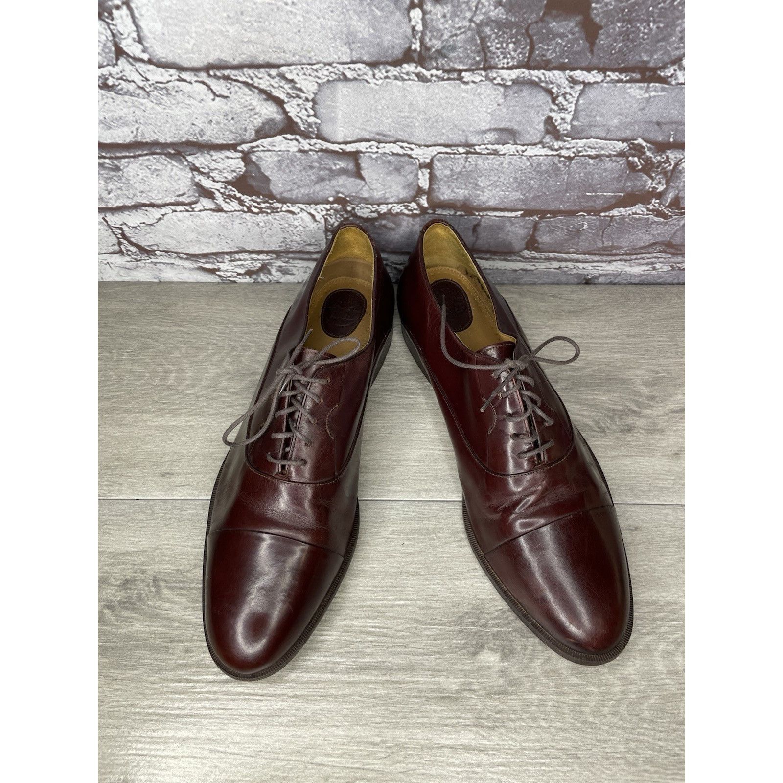 HARAGO Paragon Brown Leather Cap Toe Handmade Oxfords Lace Up Shoes Size US 11 / EU 44 - 18 Thumbnail