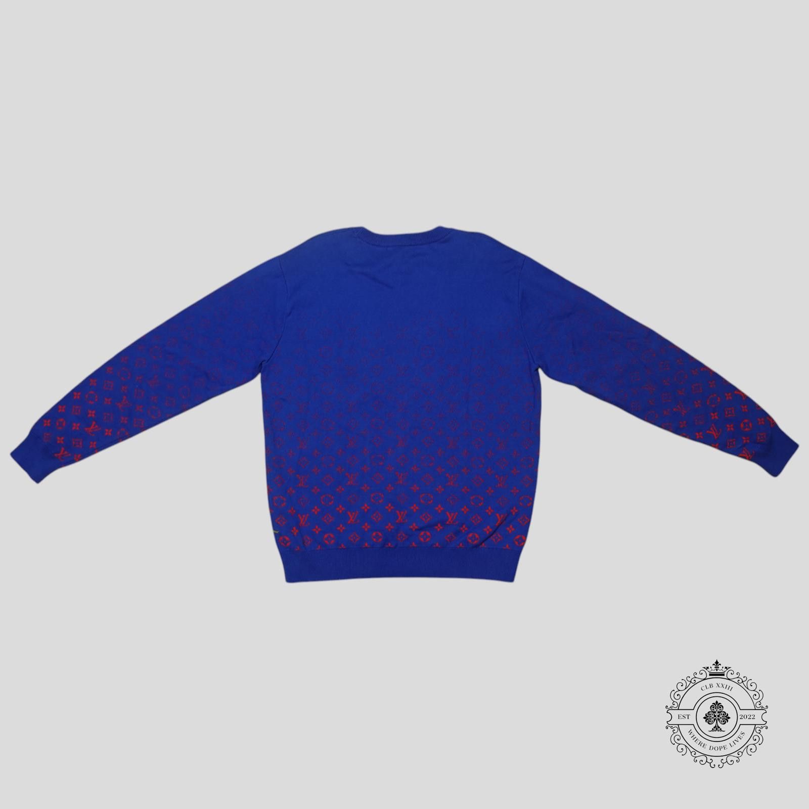 Louis Vuitton Louis Vuitton Monogram Degrade Jacquard Sweater in Blue/Red Size US L / EU 52-54 / 3 - 2 Thumbnail