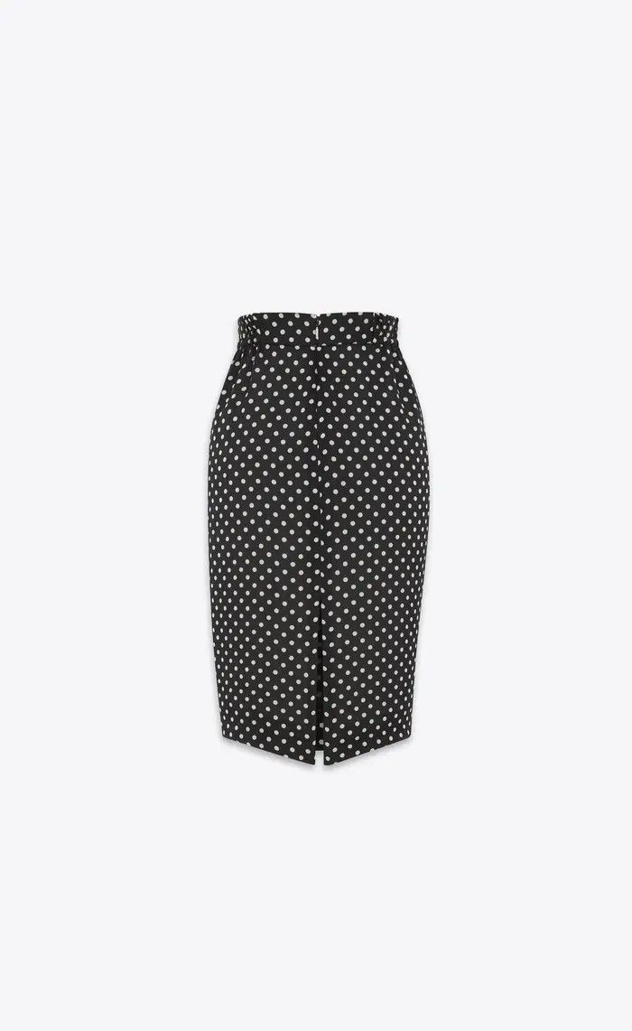 Saint Laurent Paris oc11z1125 777267 Pencil Skirt in Dotted Silk Charmeuse Size 30" / US 8 / IT 44 - 2 Thumbnail