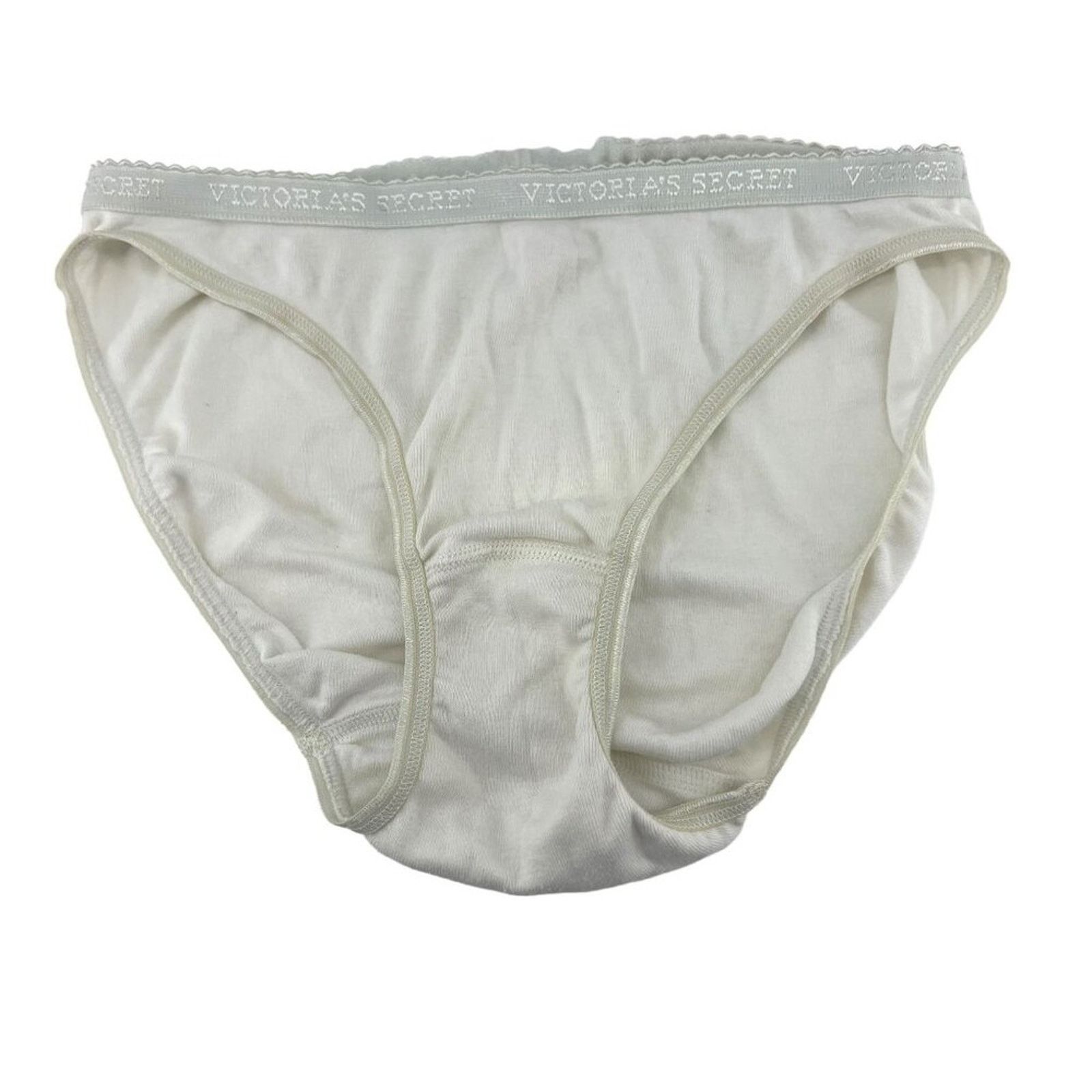 Victoria's Secret Victoria's Secret Panty Solid White Cotton Bikini Small Size ONE SIZE - 1 Thumbnail