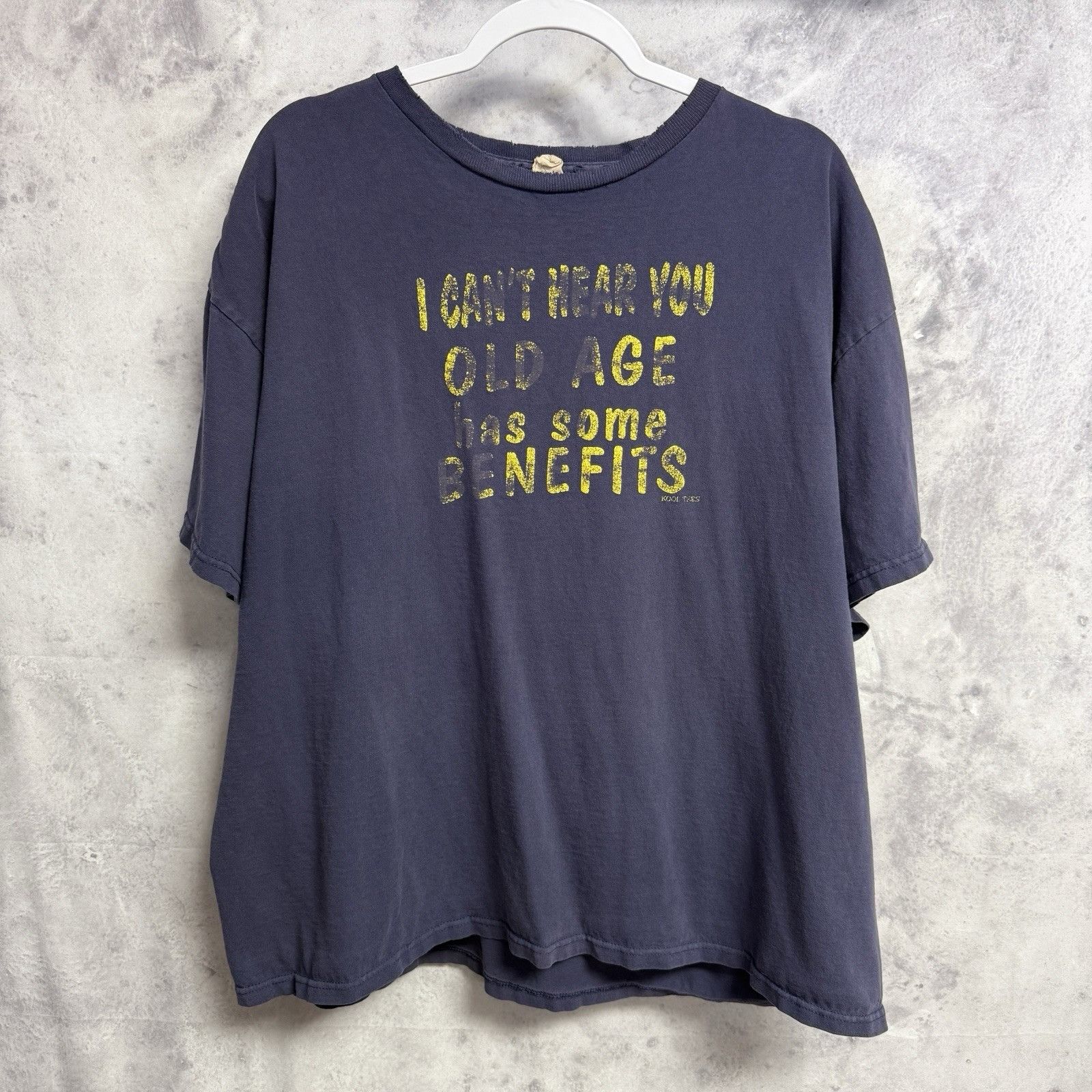 Vintage Vintage Funny Old Age Parody T Shirt Mens XL Blue Y2k Words Size US XL / EU 56 / 4 - 2 Thumbnail