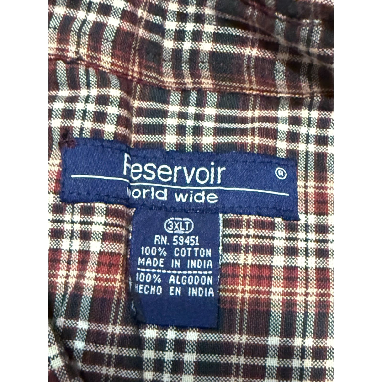 Vintage VINTAGE Reservoir Shirt Mens 3XLT Green Red White Plaid Long Sleeve Button Up Size US XXL / EU 58 / 5 - 6 Thumbnail