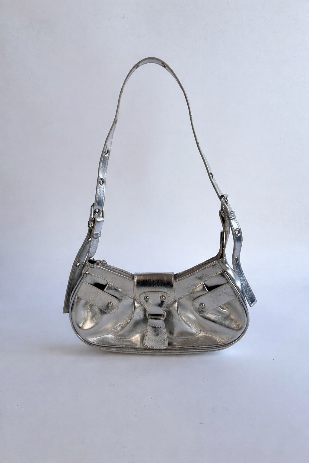 Other Trendy Shoulder Bag Cyber Grunge Aesthetic Chrome Hobo Purse Size ONE SIZE - 1 Thumbnail