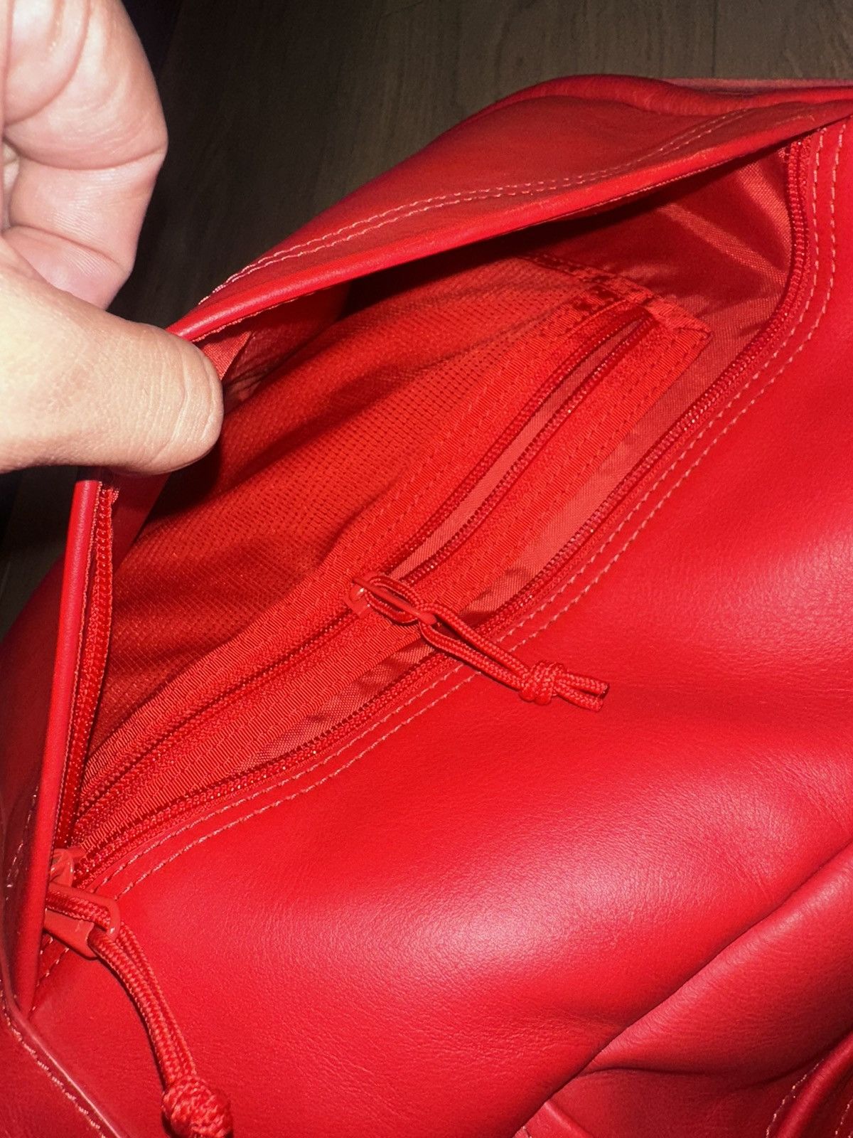 Supreme Supreme - Leather Backpack Red Size ONE SIZE - 6 Thumbnail